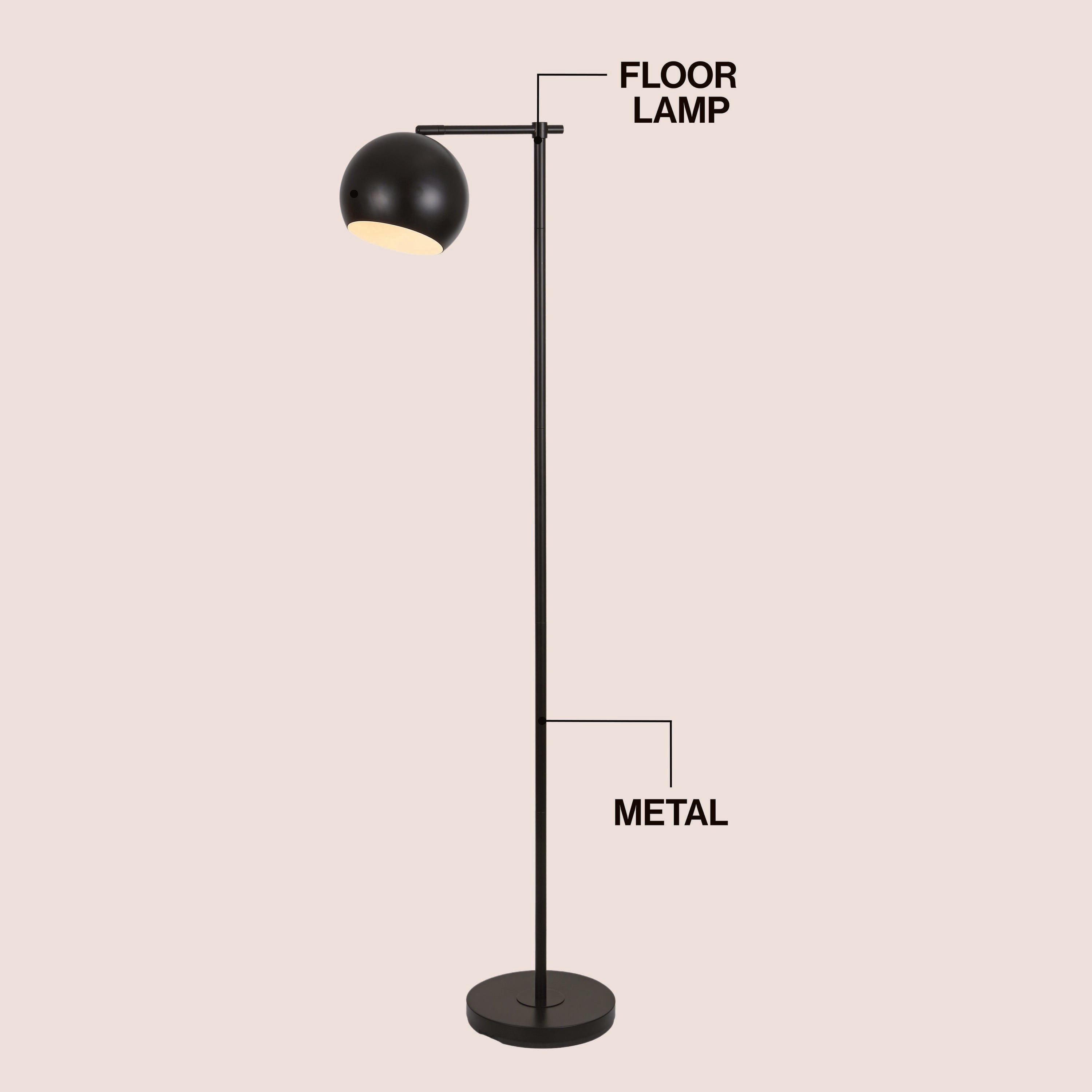 Eva Modern Contemporary LED Floor Lamp with Metal Globe Shade