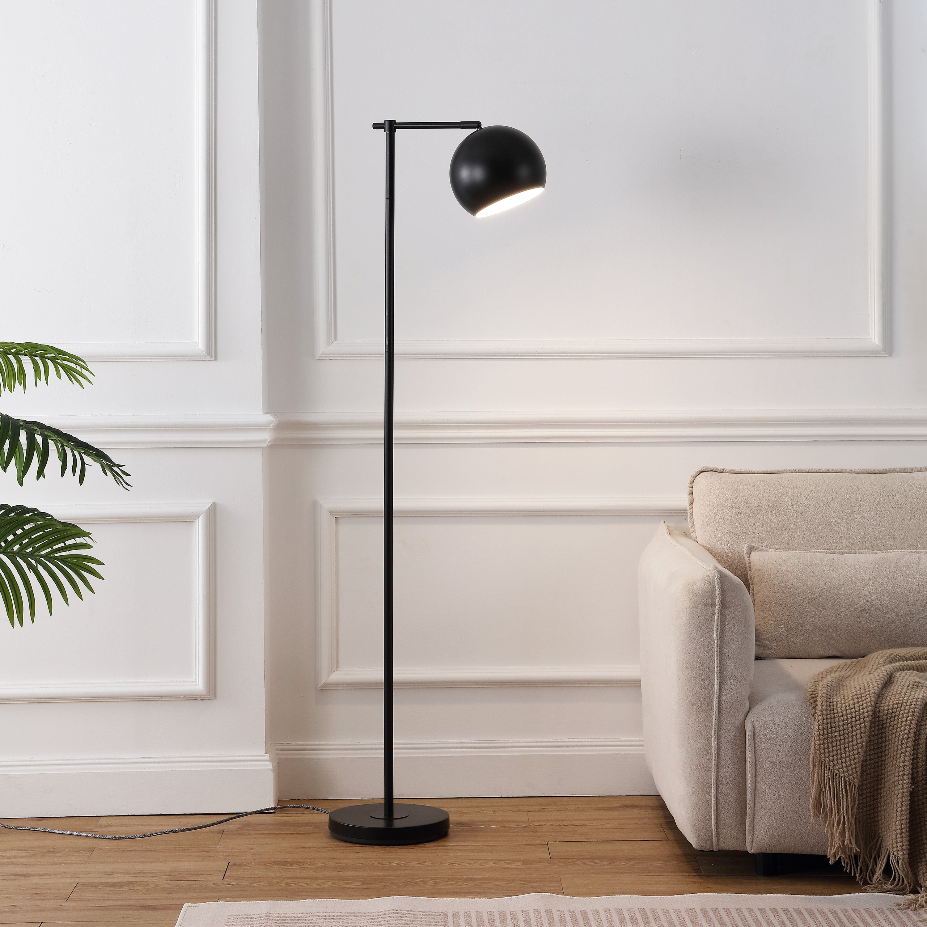 Eva Modern Contemporary LED Floor Lamp with Metal Globe Shade