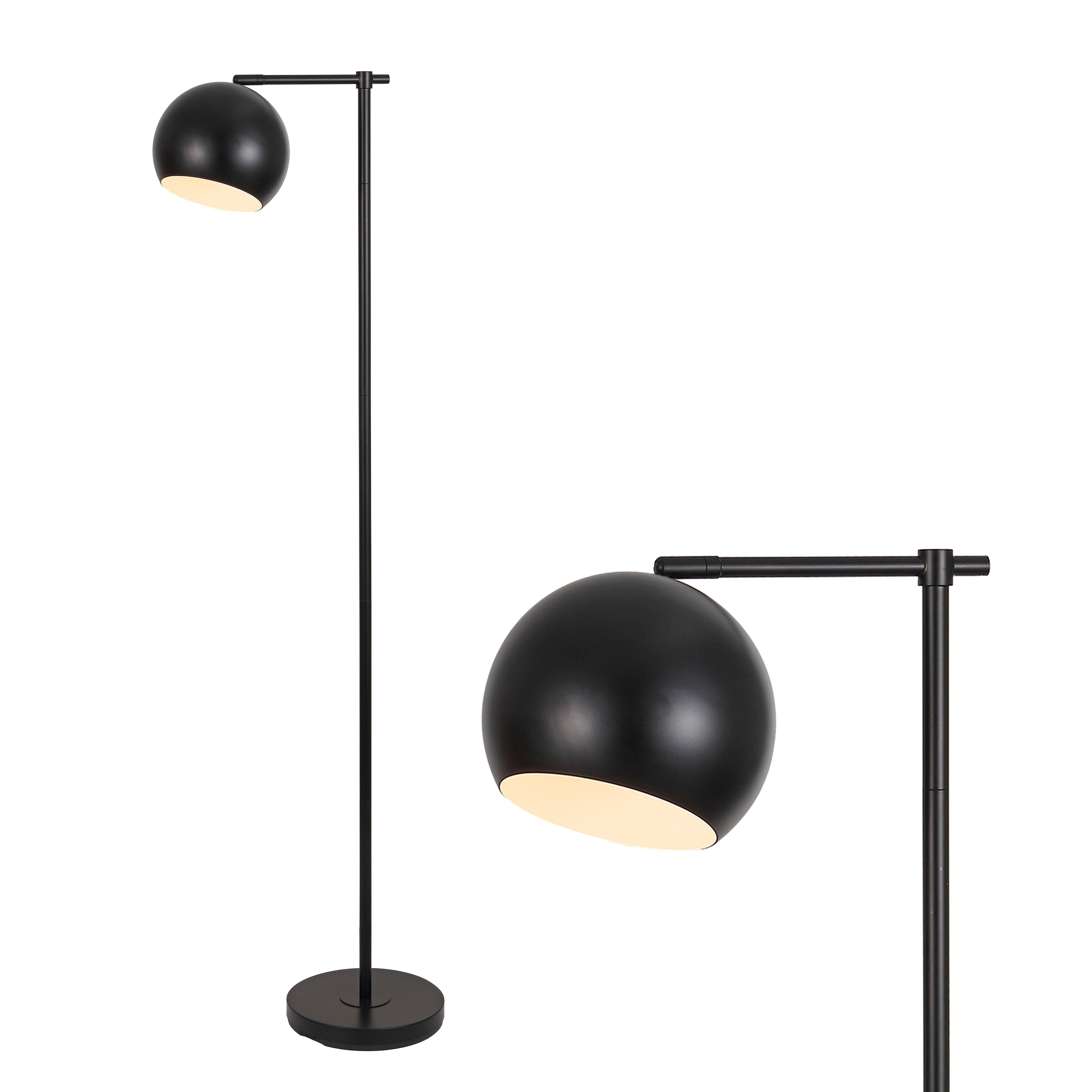 Eva Modern Contemporary LED Floor Lamp with Metal Globe Shade