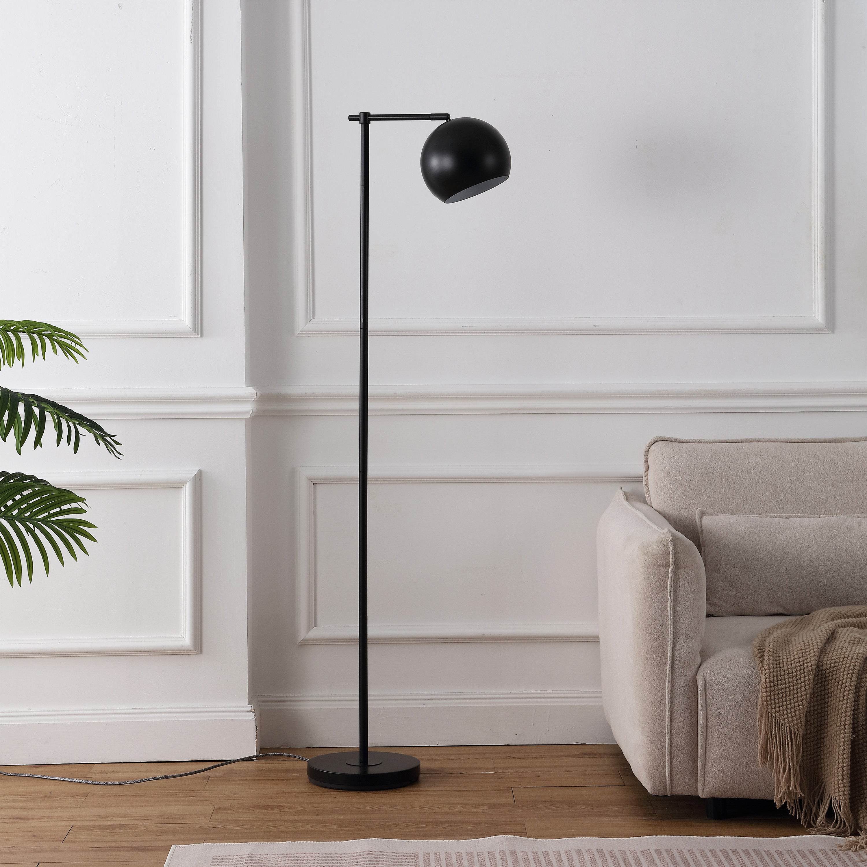 Eva Modern Contemporary LED Floor Lamp with Metal Globe Shade