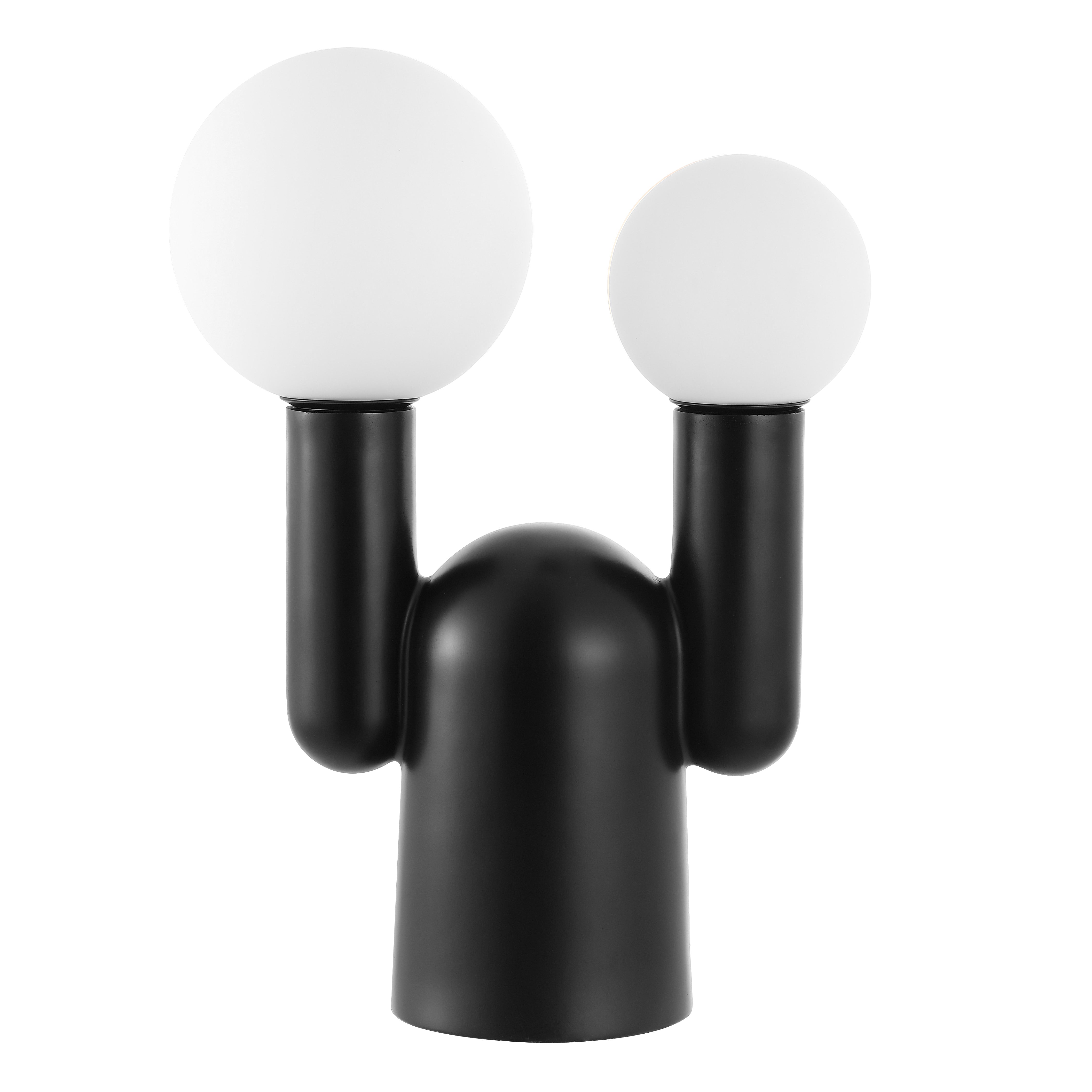 Leif 2-Light Modern Mid-Century Resin/Iron/Frosted Glass Nordic Cactus LED Table Lamp
