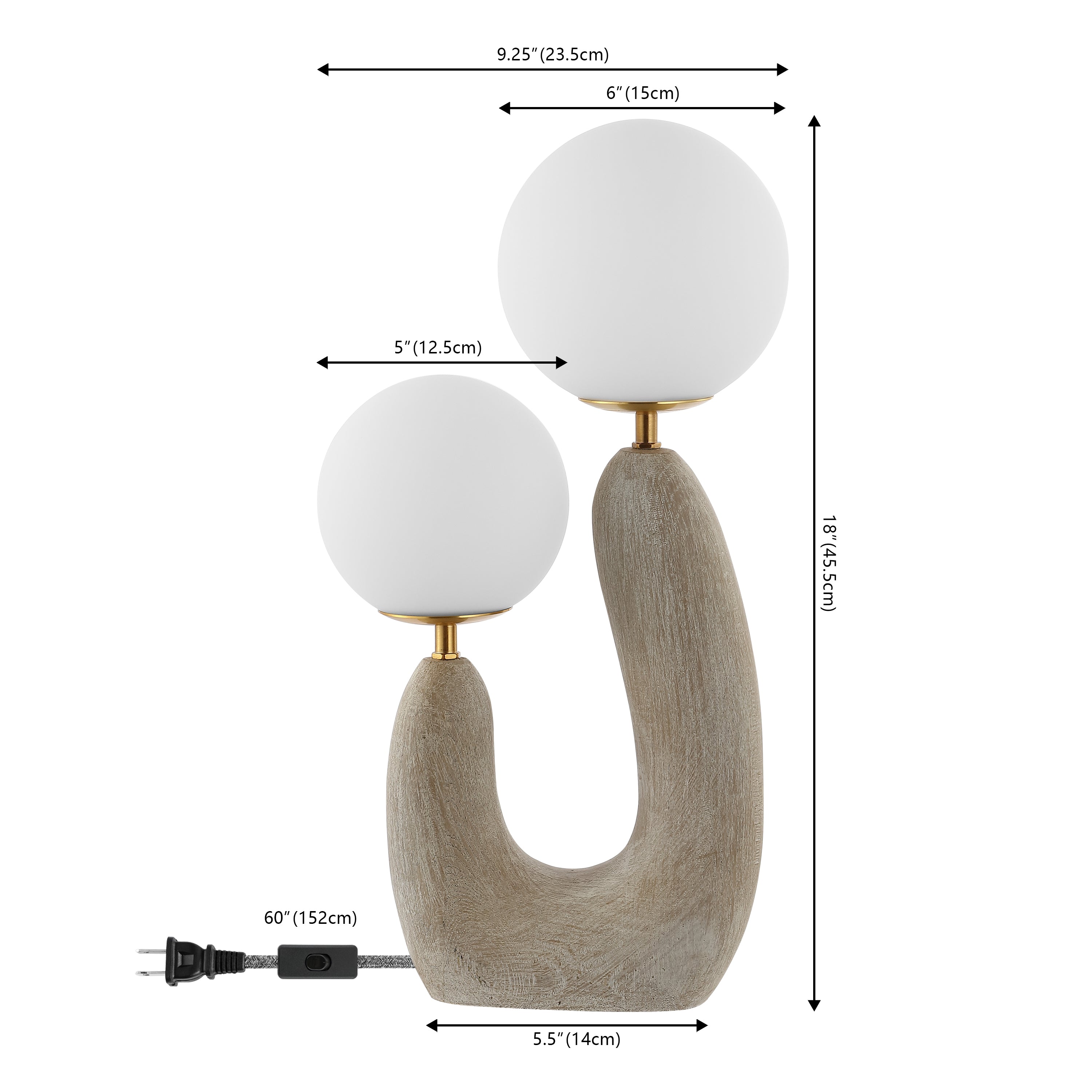 Oona 2-Light Mid-Century Scandinavian Resin/Iron/Frosted Glass Cactus LED Table Lamp