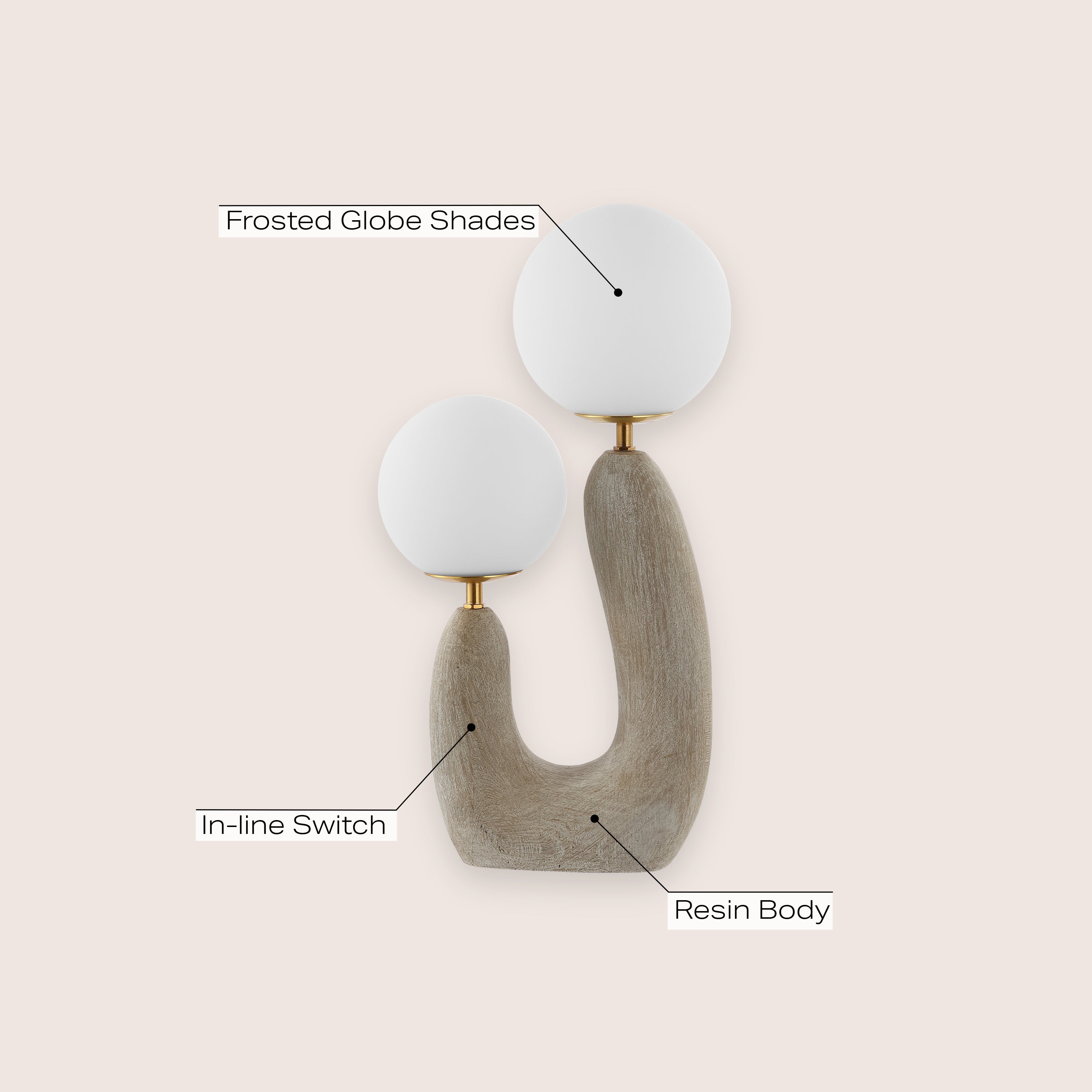 Oona 2-Light Mid-Century Scandinavian Resin/Iron/Frosted Glass Cactus LED Table Lamp