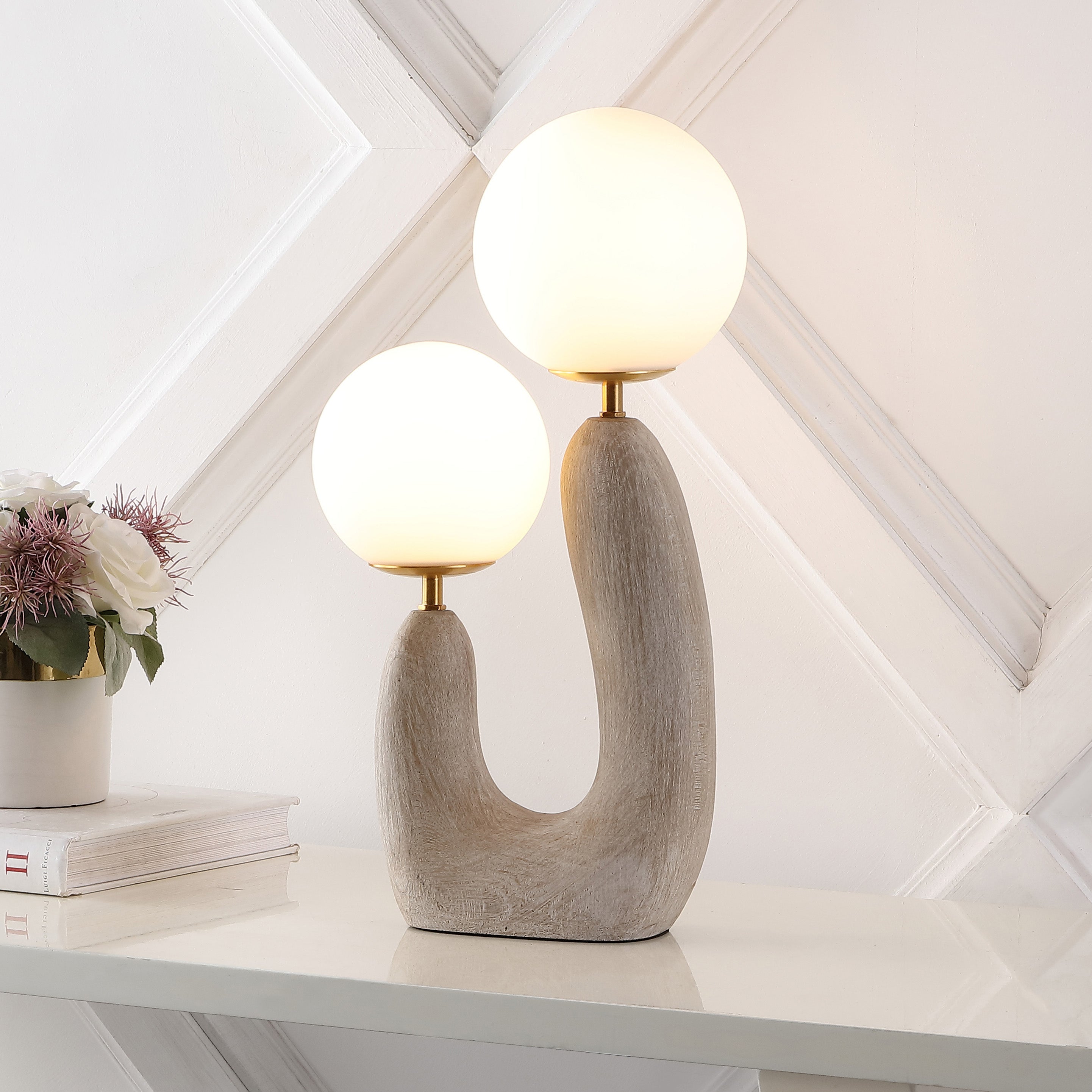 Oona 2-Light Mid-Century Scandinavian Resin/Iron/Frosted Glass Cactus LED Table Lamp