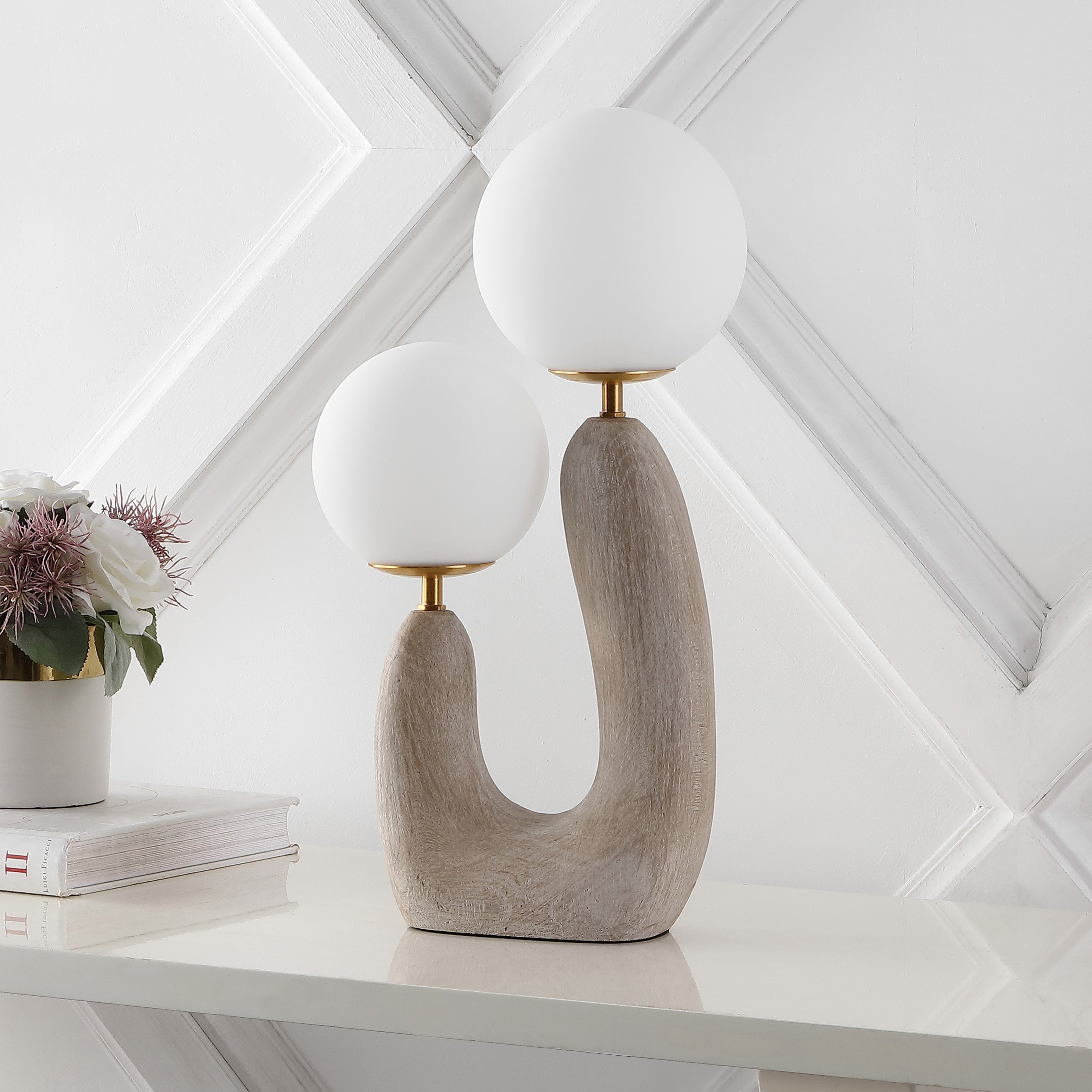 Oona 2-Light Mid-Century Scandinavian Resin/Iron/Frosted Glass Cactus LED Table Lamp