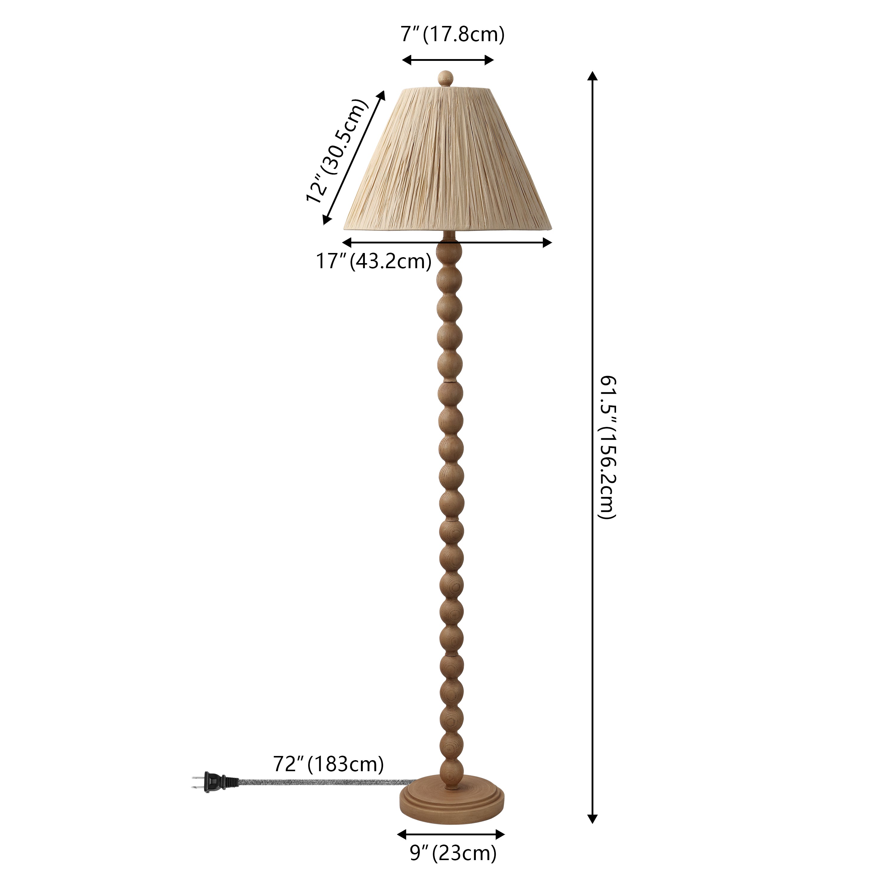 Wren 61.5" Modern Rustic Bobbin Pleated Paper Shade/Resin LED Floor Lamp