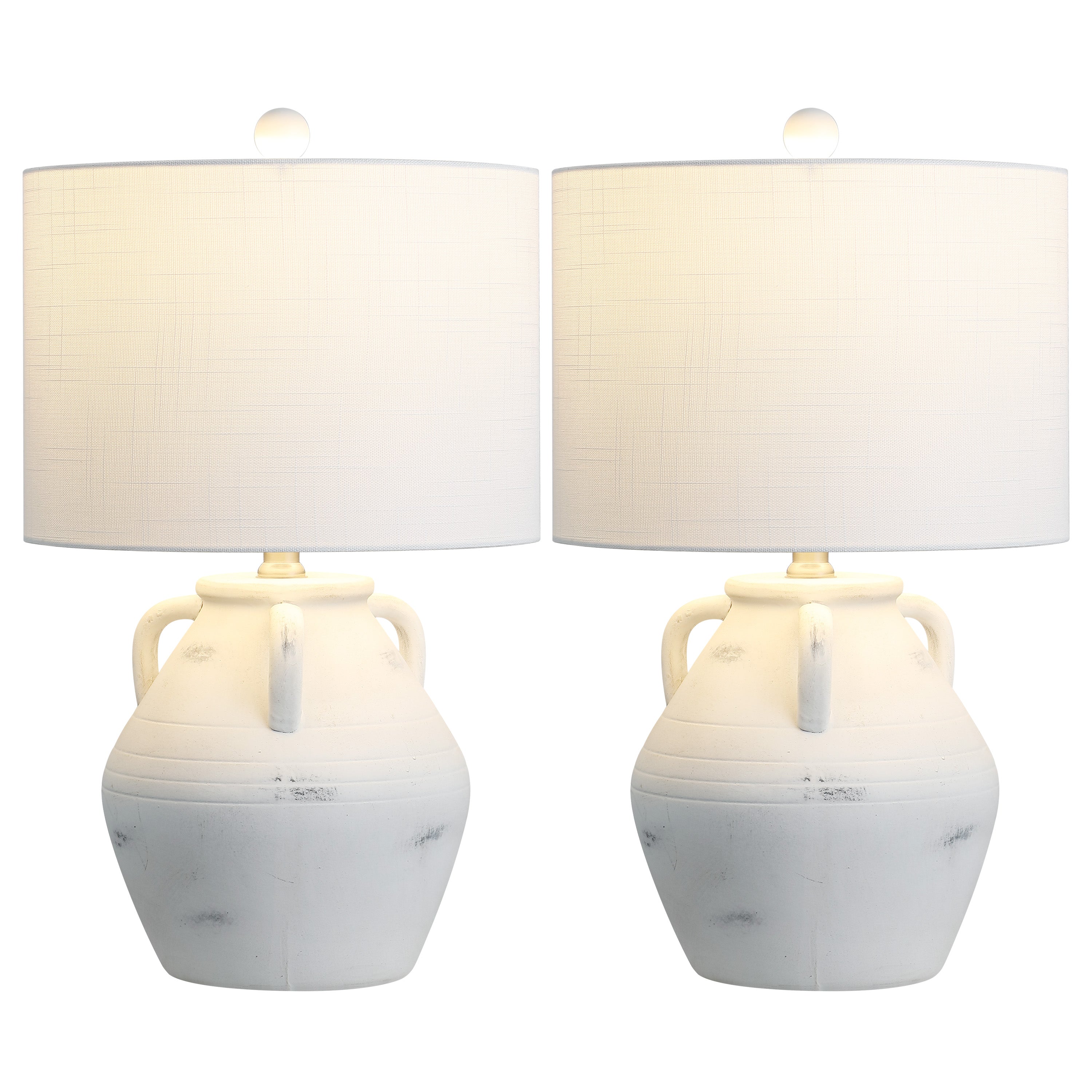 Altea 20.5" Rustic Coastal Pottery Jar LED Table Lamp, Set of 2
