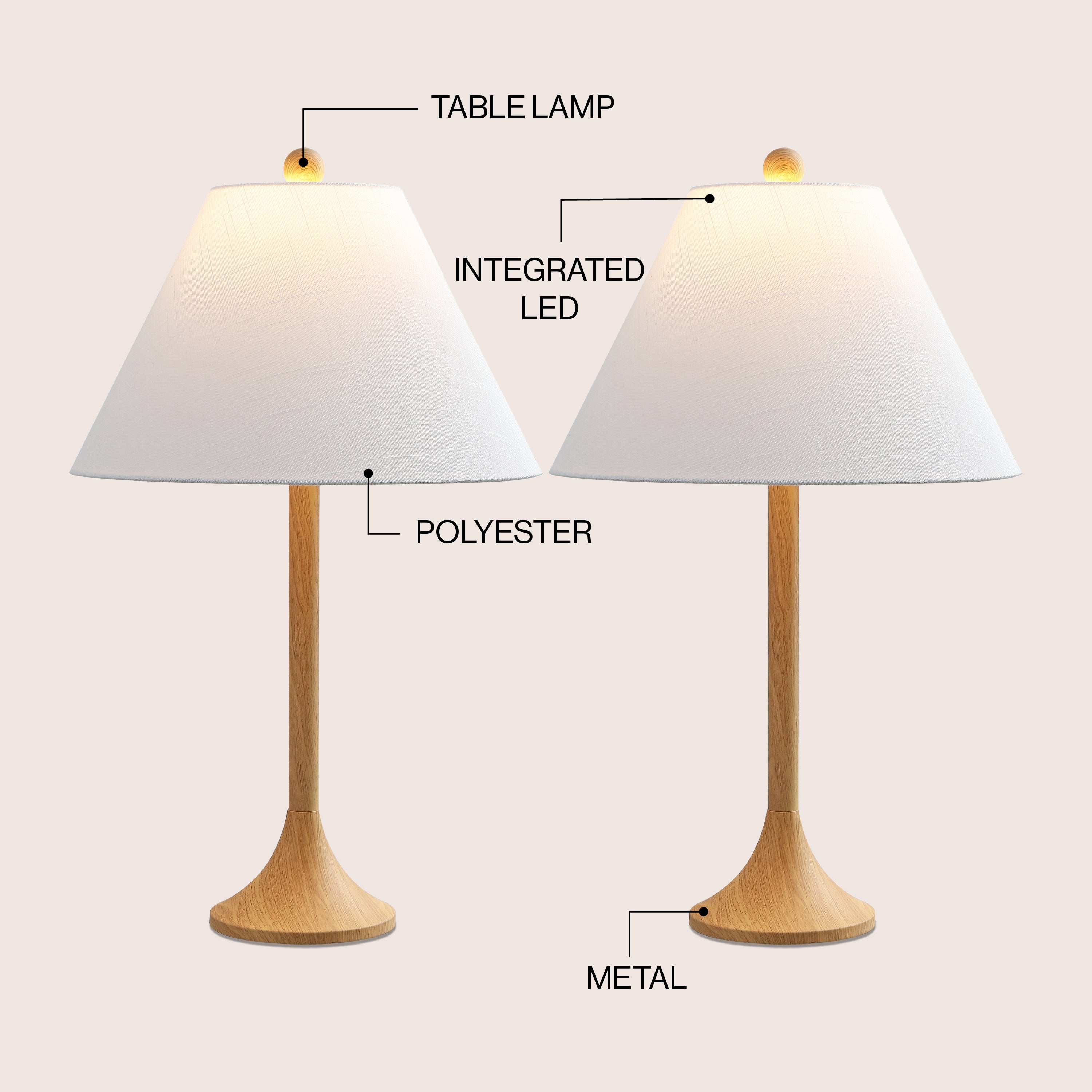 Albie 25" Modern Coastal Iron Column LED Table Lamp