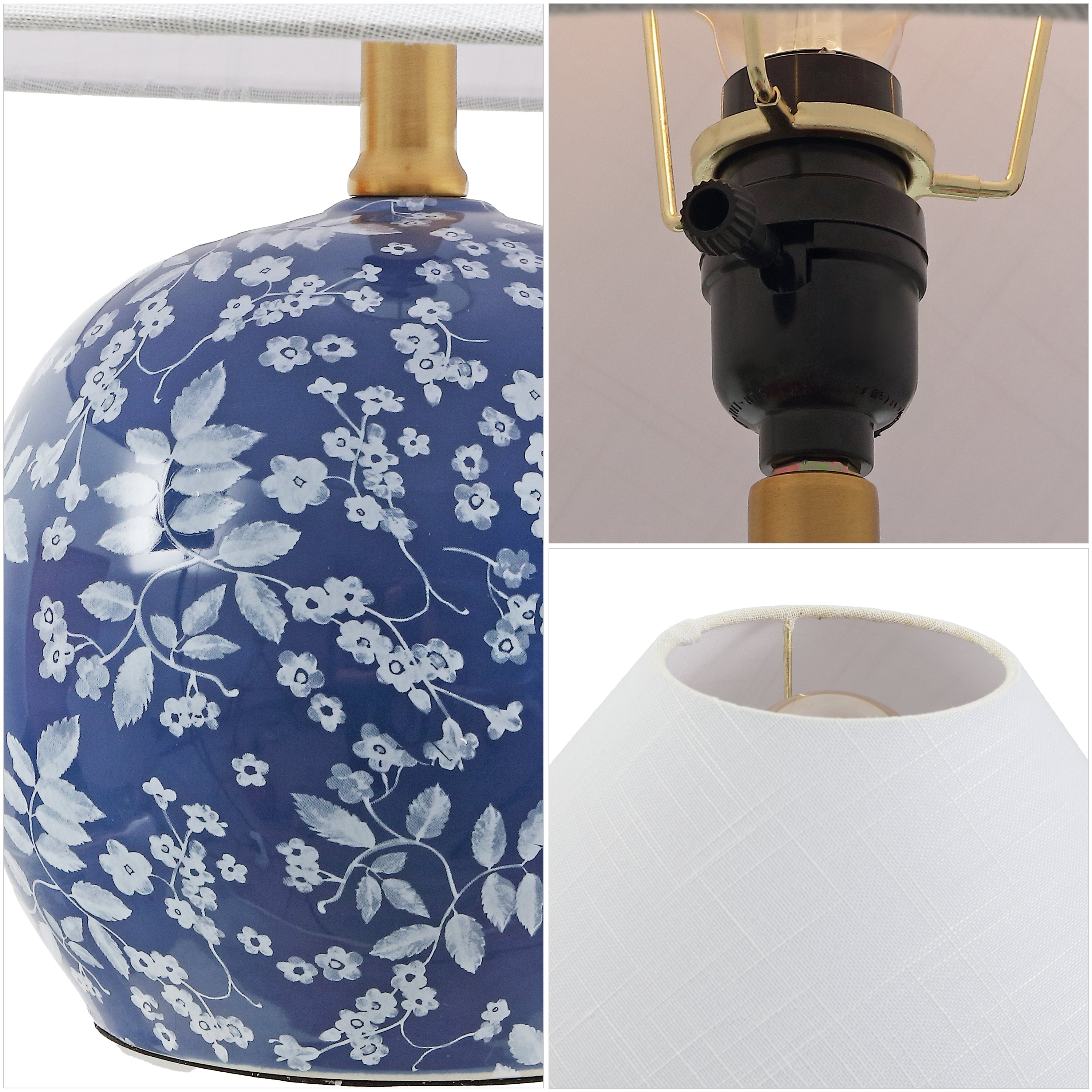 Felice 17.25" Modern Cottage Floral Ceramic Globe LED Table Lamp