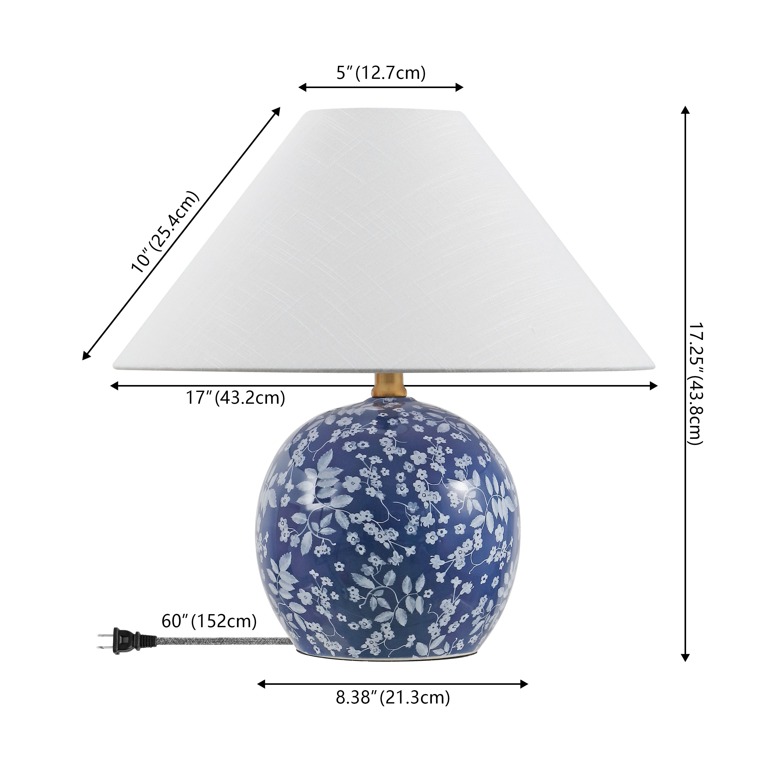 Felice 17.25" Modern Cottage Floral Ceramic Globe LED Table Lamp