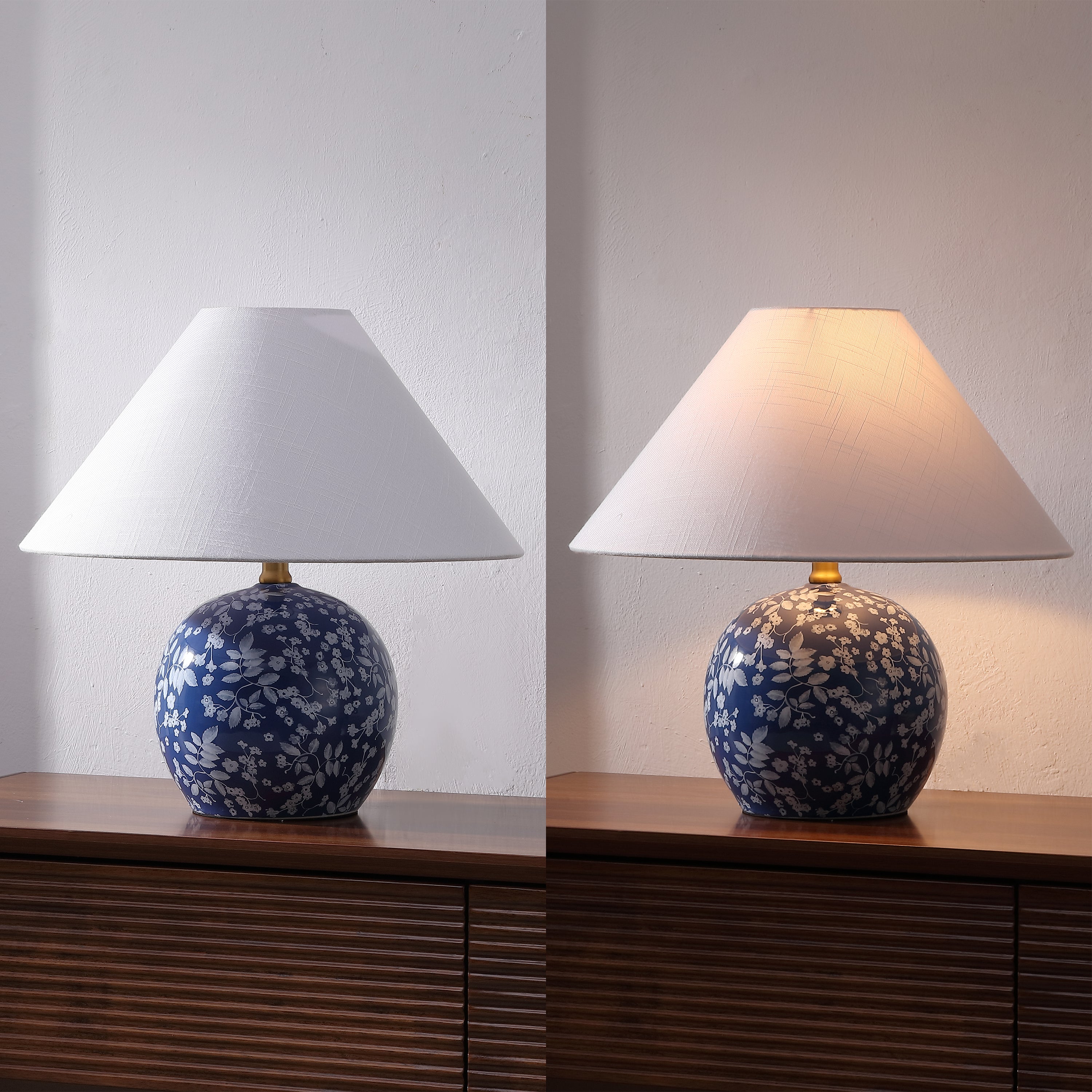 Felice 17.25" Modern Cottage Floral Ceramic Globe LED Table Lamp