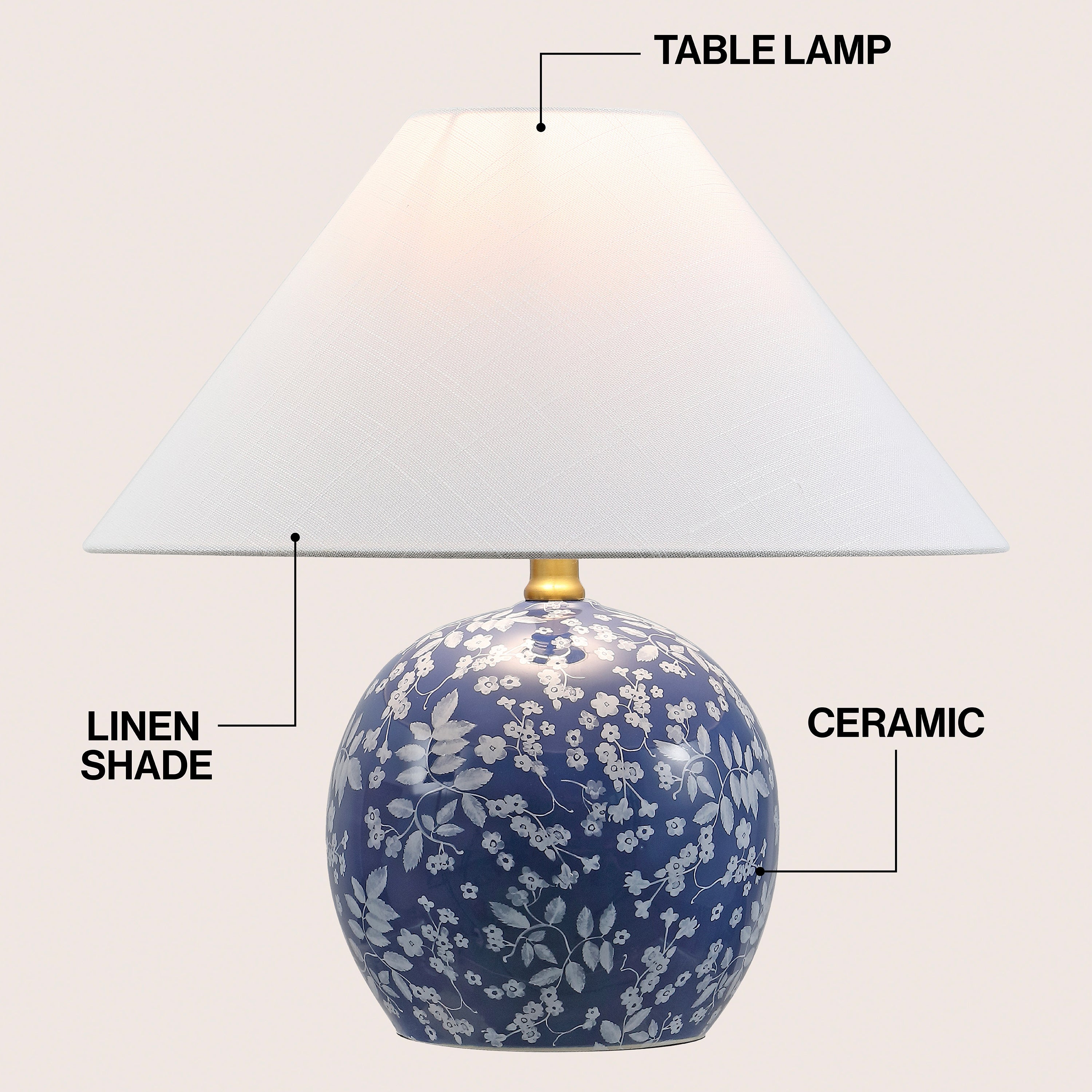 Felice 17.25" Modern Cottage Floral Ceramic Globe LED Table Lamp