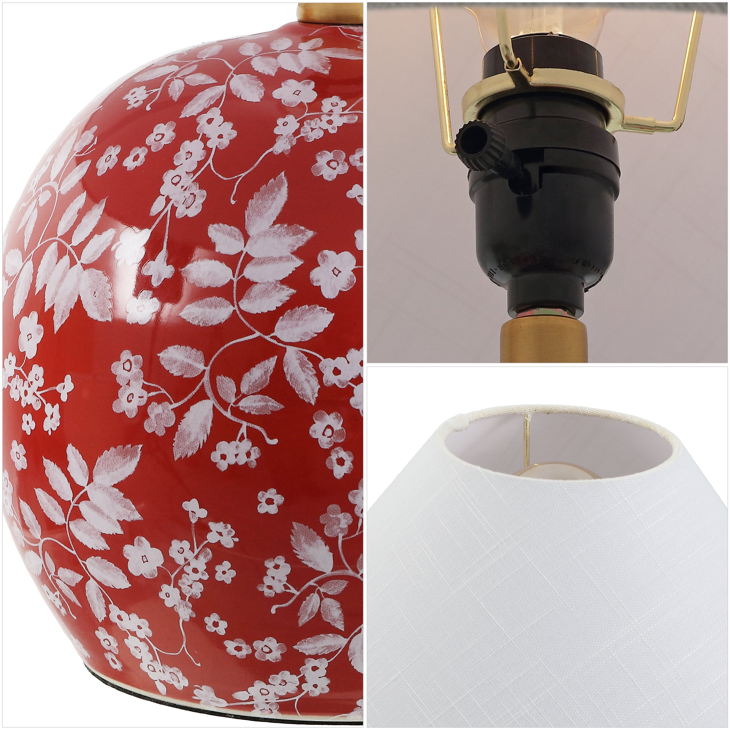 Felice 17.25" Modern Cottage Floral Ceramic Globe LED Table Lamp