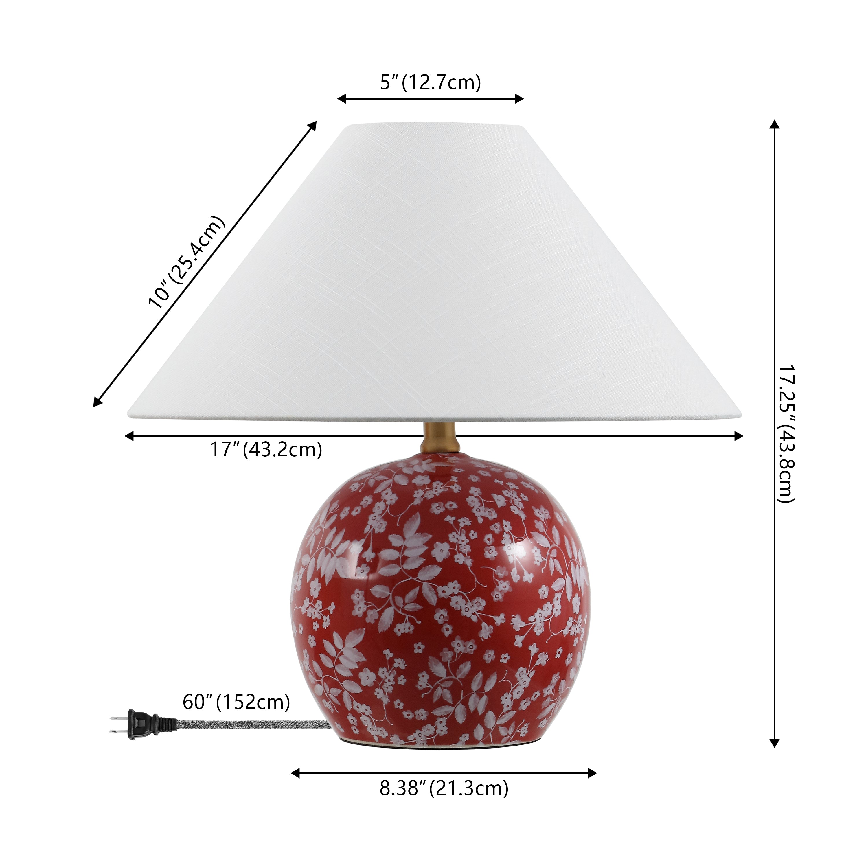 Felice 17.25" Modern Cottage Floral Ceramic Globe LED Table Lamp