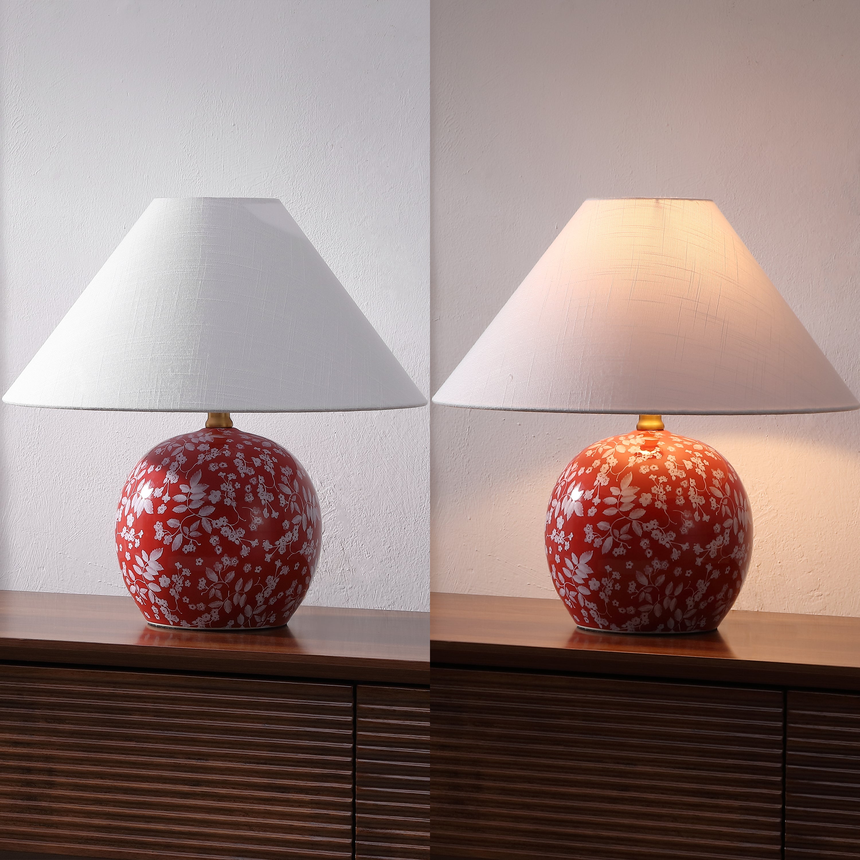 Felice 17.25" Modern Cottage Floral Ceramic Globe LED Table Lamp