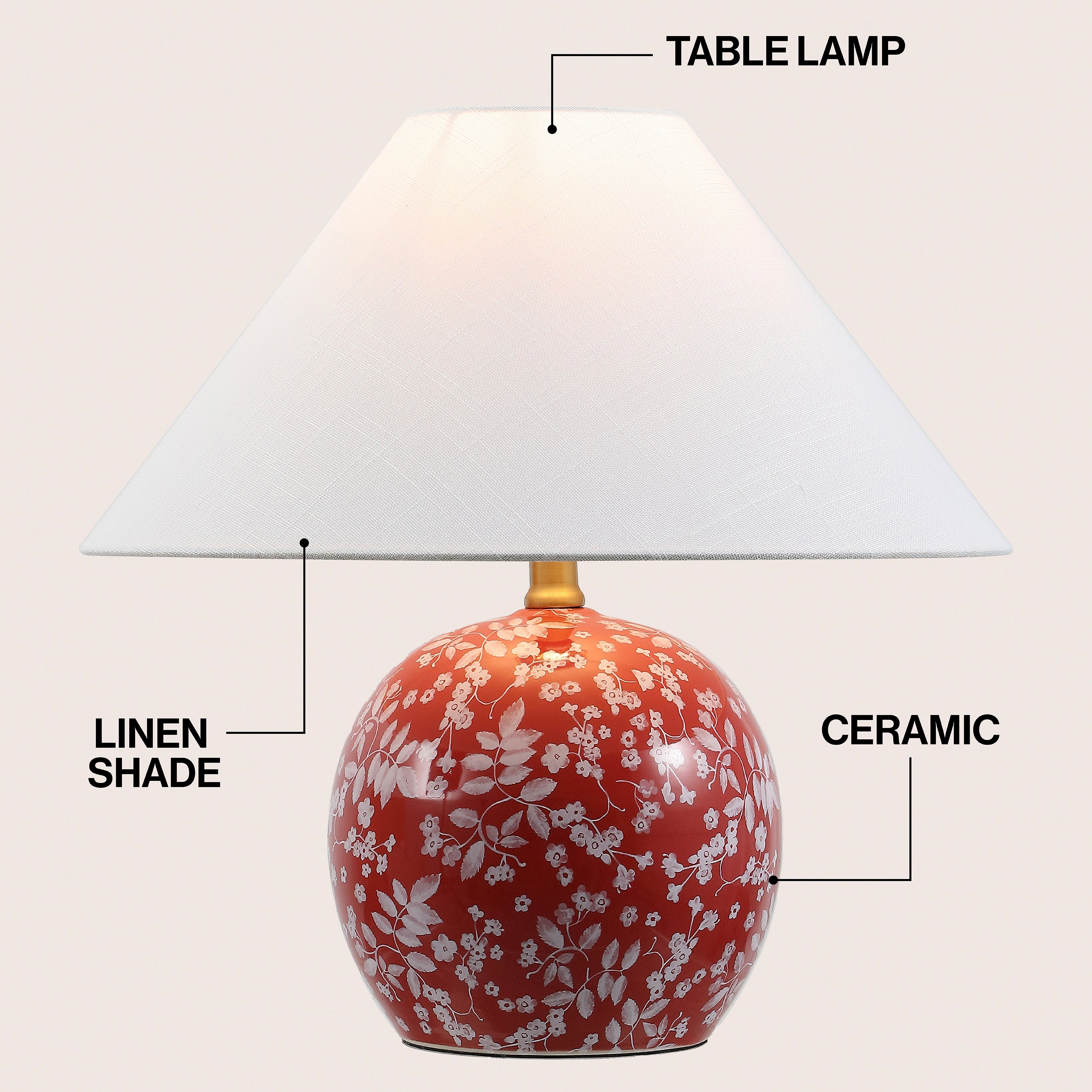 Felice 17.25" Modern Cottage Floral Ceramic Globe LED Table Lamp