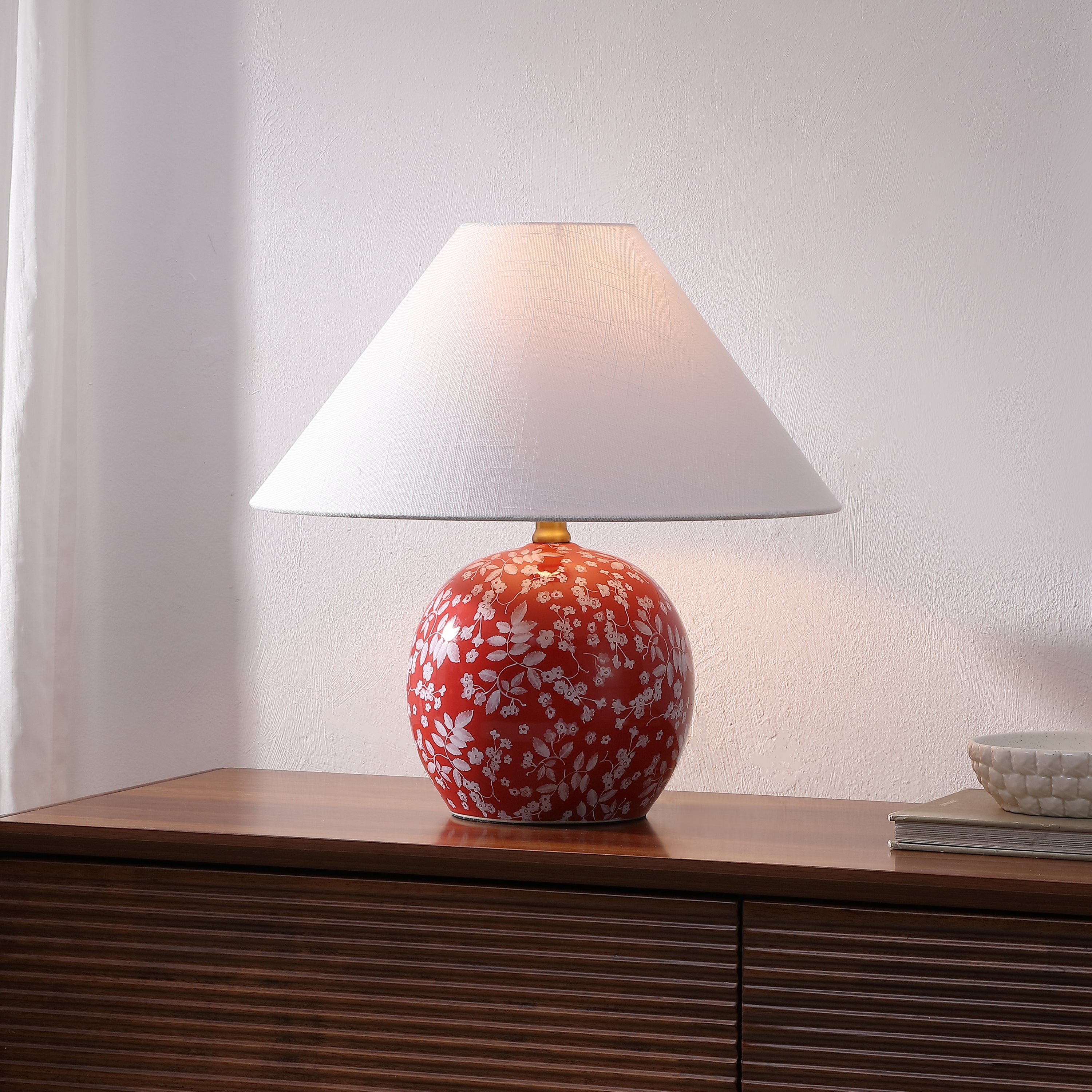 Felice 17.25" Modern Cottage Floral Ceramic Globe LED Table Lamp