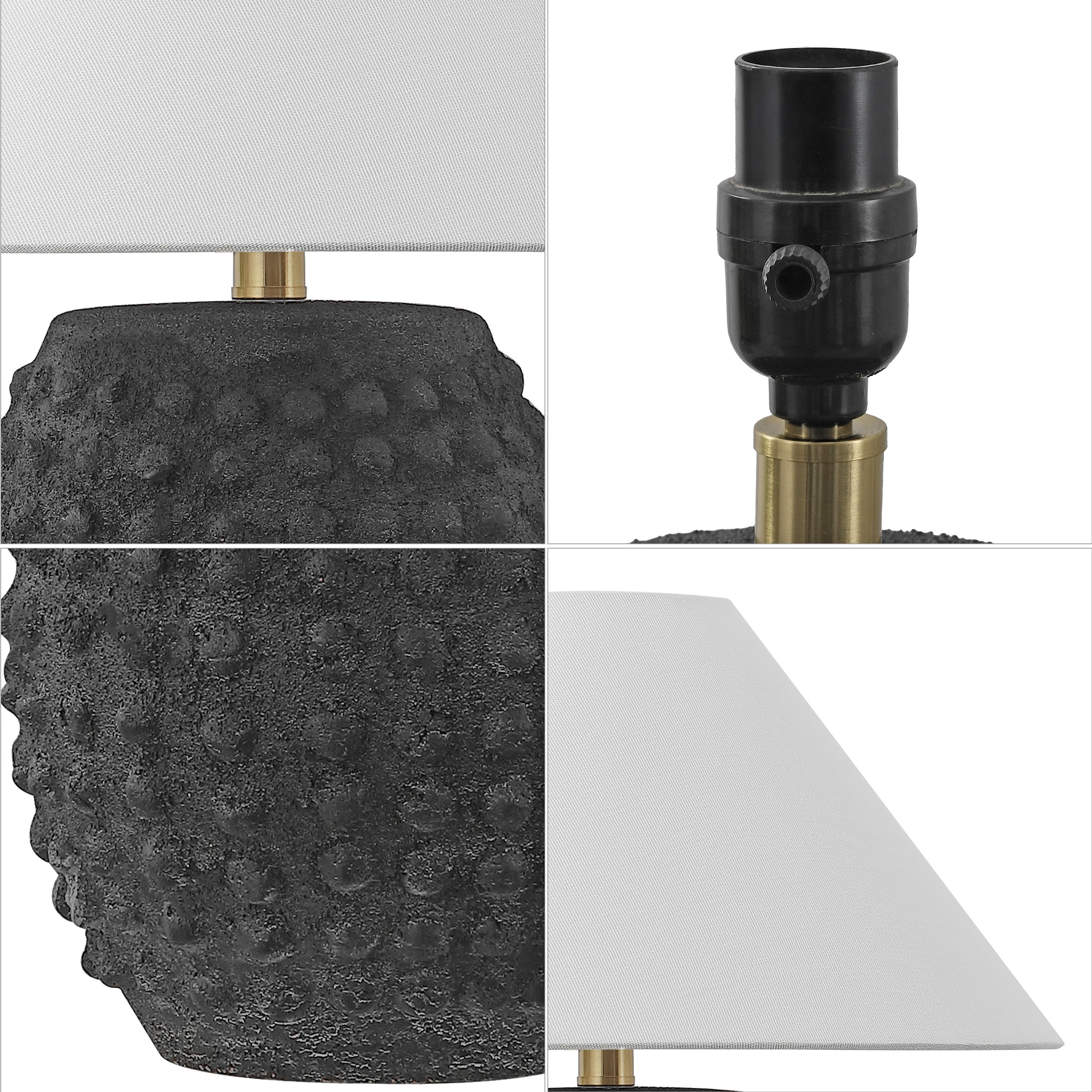 Effie 18.25" Minimalist Scandinavian Ceramic/Iron Hobnail LED Table Lamp, Set of 2