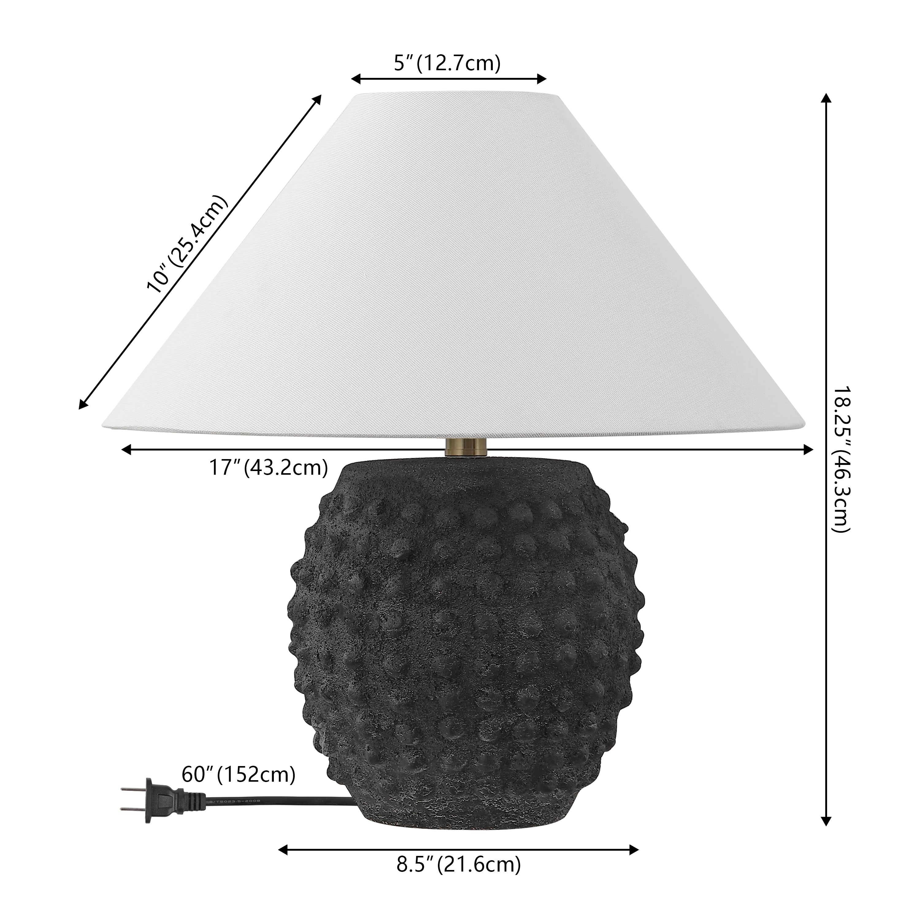 Effie 18.25" Minimalist Scandinavian Ceramic/Iron Hobnail LED Table Lamp, Set of 2