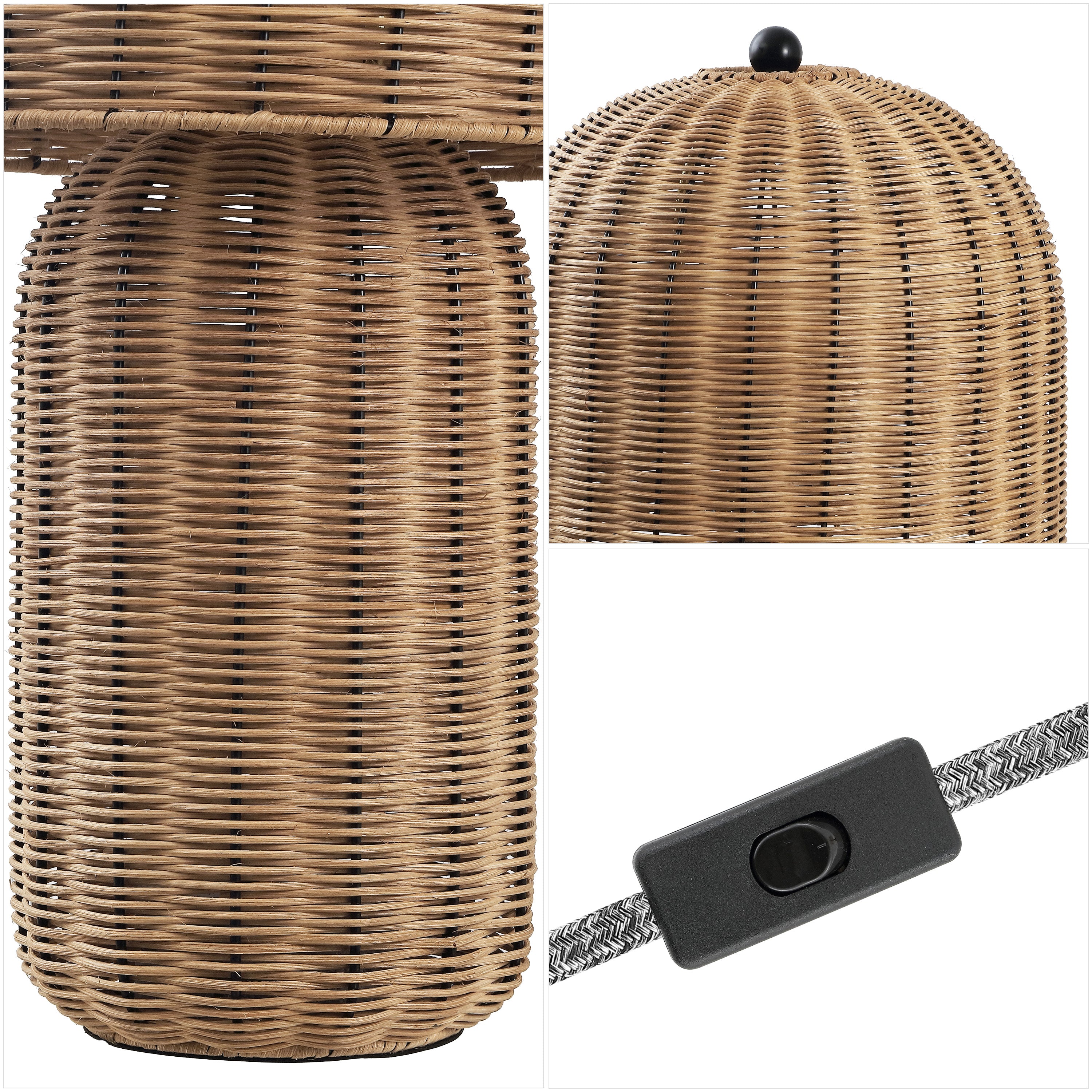 Minna 22.5" Modern Coastal Woven Rattan Arched LED Table Lamp