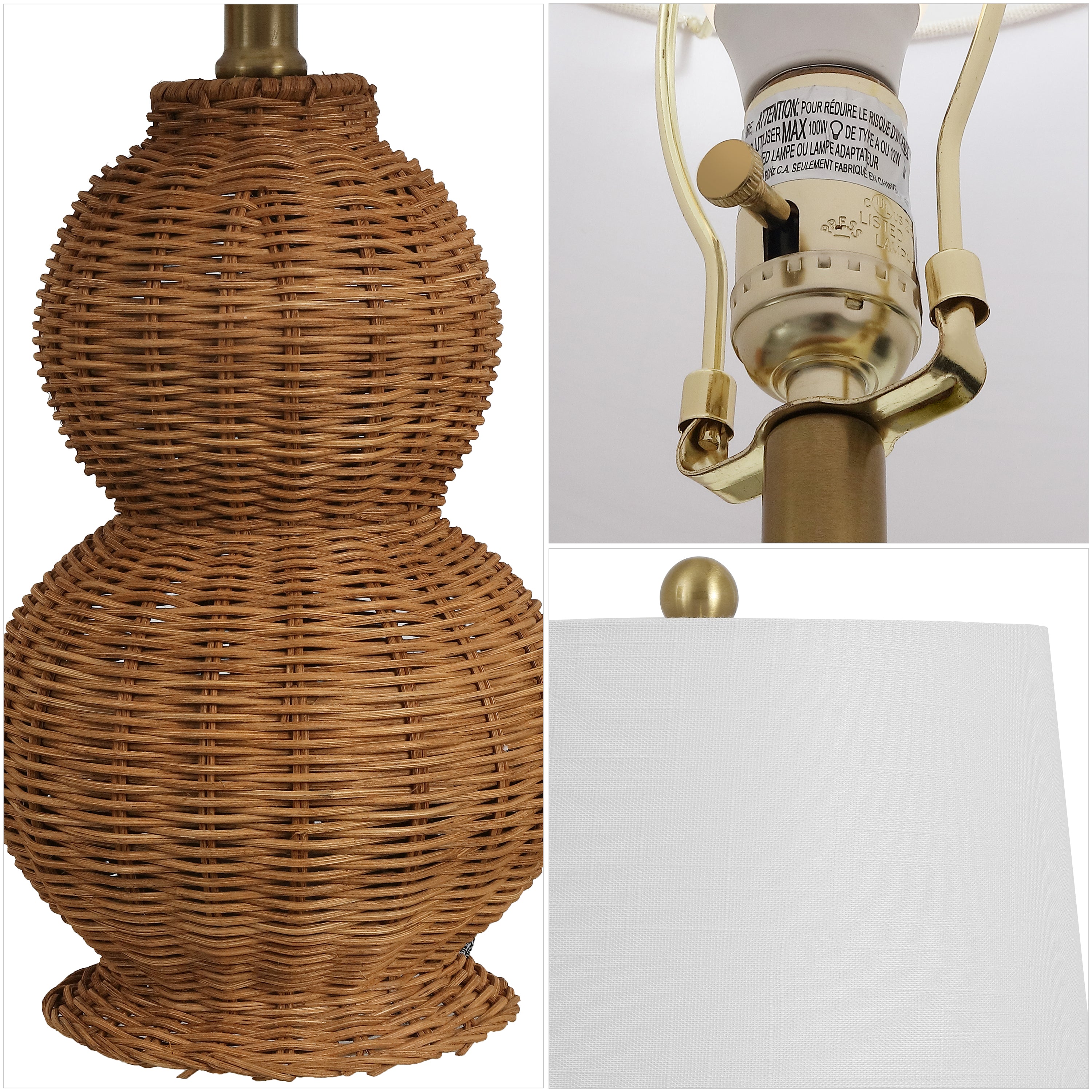 Millie 23" Modern Coastal Woven Rattan Gourd LED Table Lamp