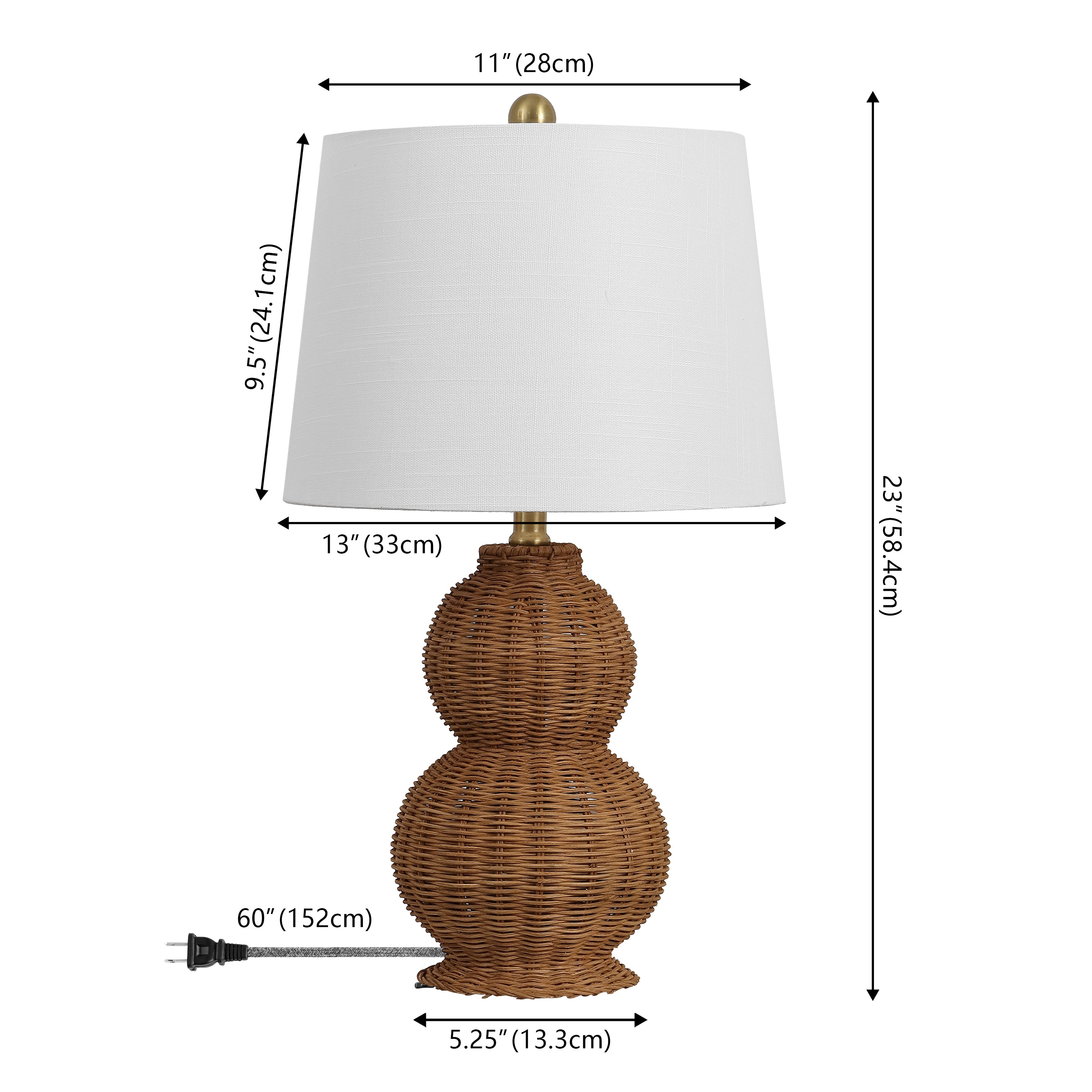 Millie 23" Modern Coastal Woven Rattan Gourd LED Table Lamp