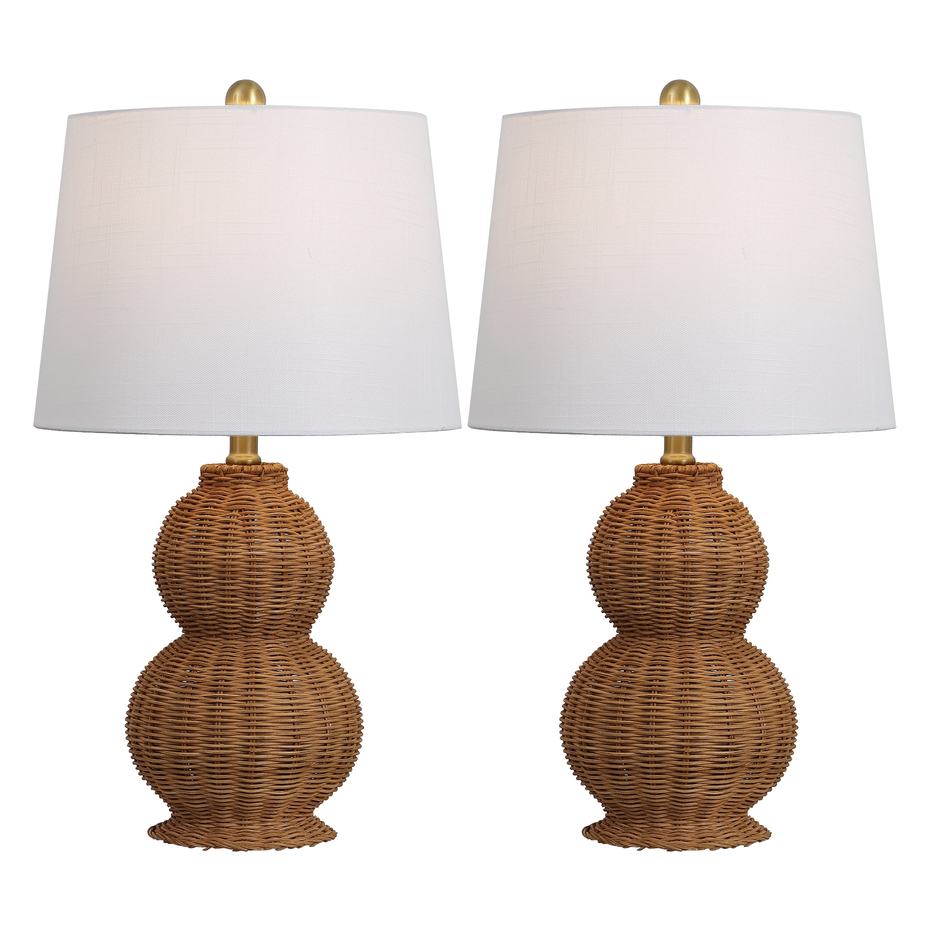 Millie 23" Modern Coastal Woven Rattan Gourd LED Table Lamp