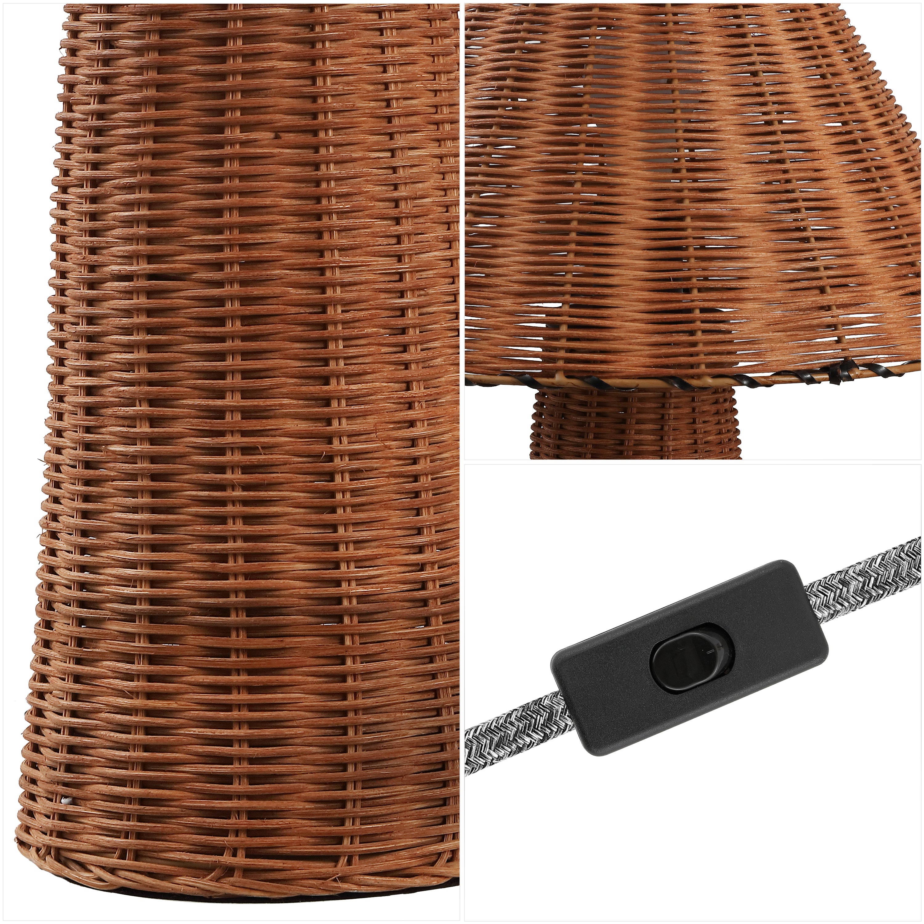 Kara 26.5" Modern Coastal Woven Rattan Tapered Cylinder LED Table Lamp