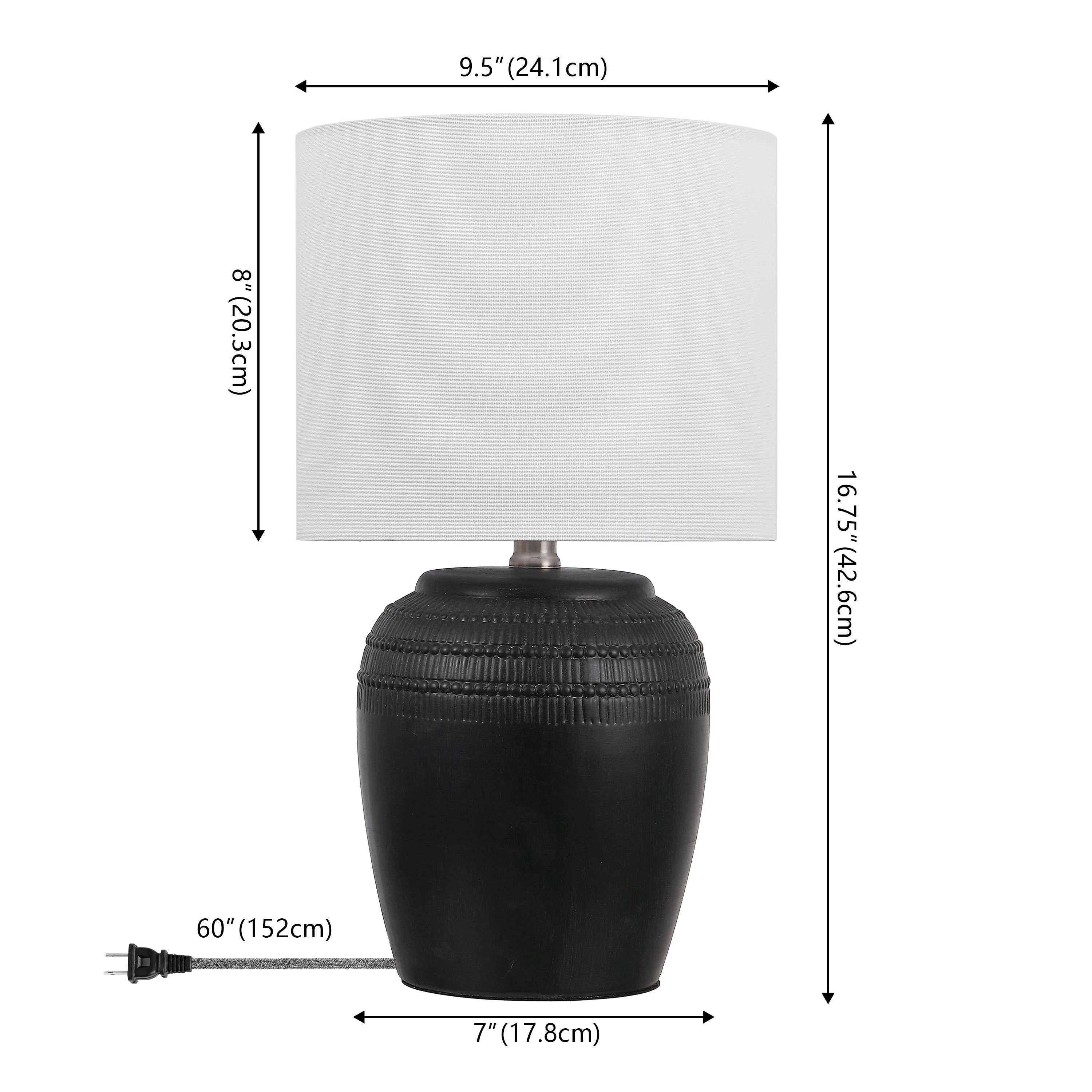 Hugo 16.75" Traditional Rustic Reeded Ceramic Vase LED Table Lamp, Set of 2
