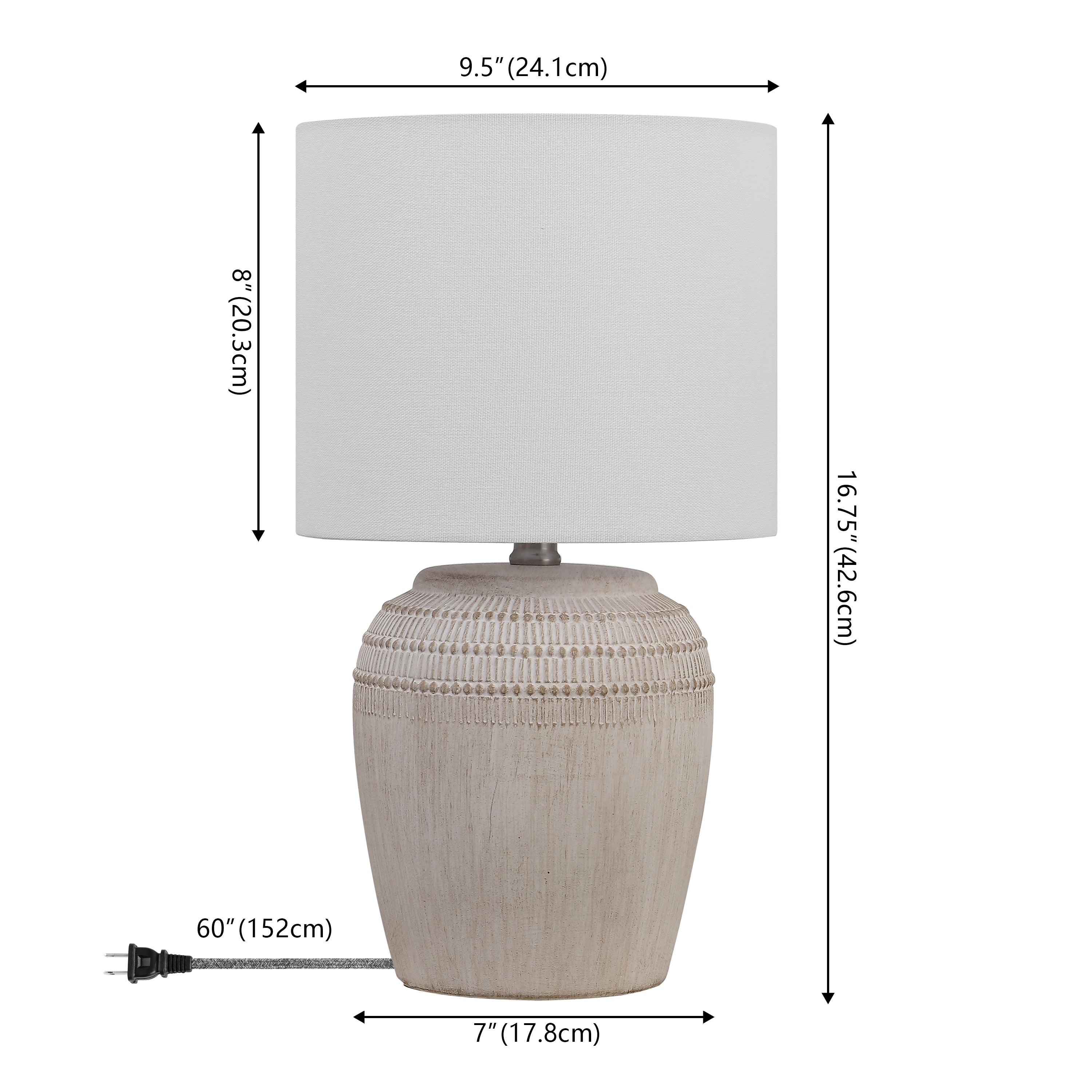 Hugo 16.75" Traditional Rustic Reeded Ceramic Vase LED Table Lamp, Set of 2