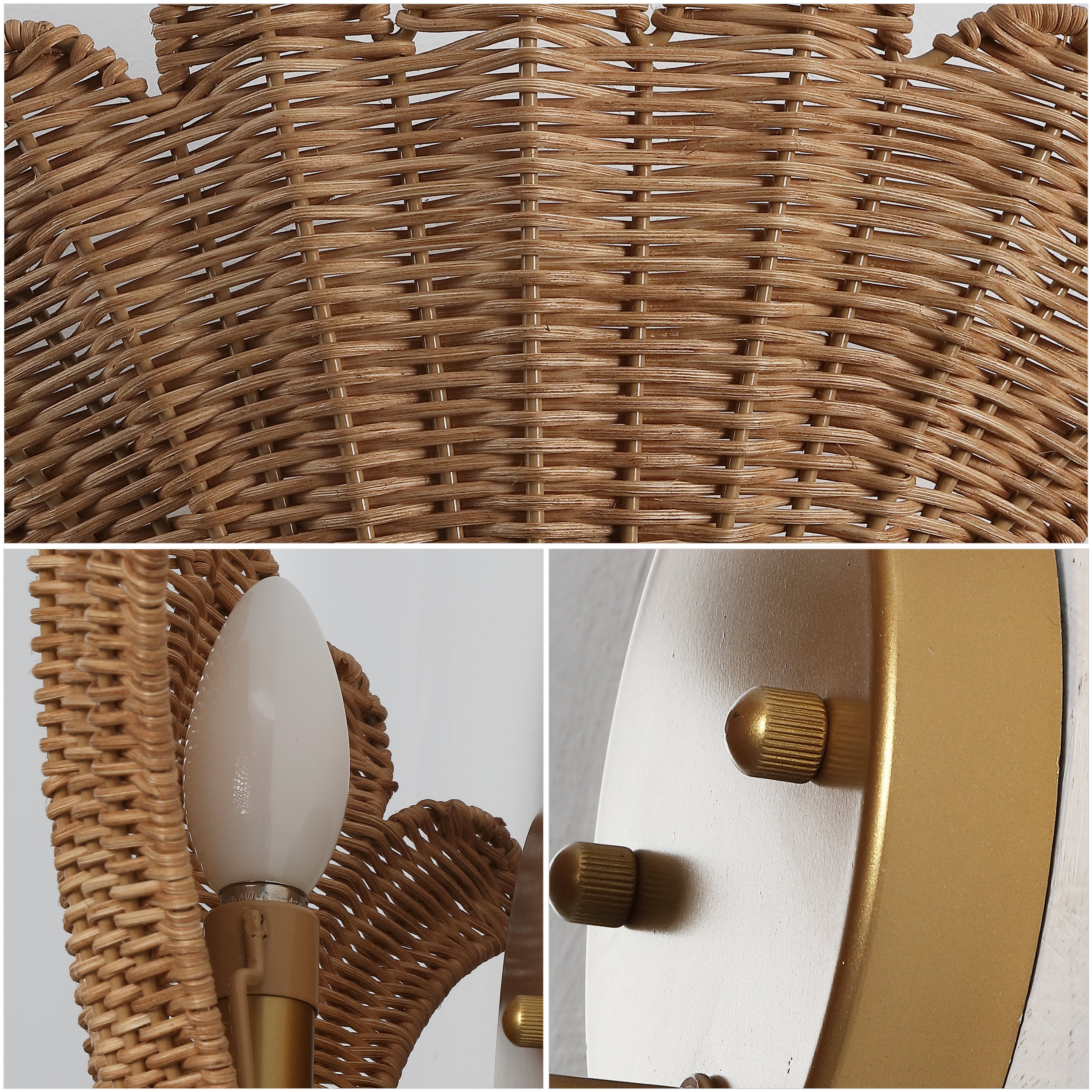 Elodie 11.5" Vintage Coastal 1-Light Rattan Scallop Shell LED Wall Sconce