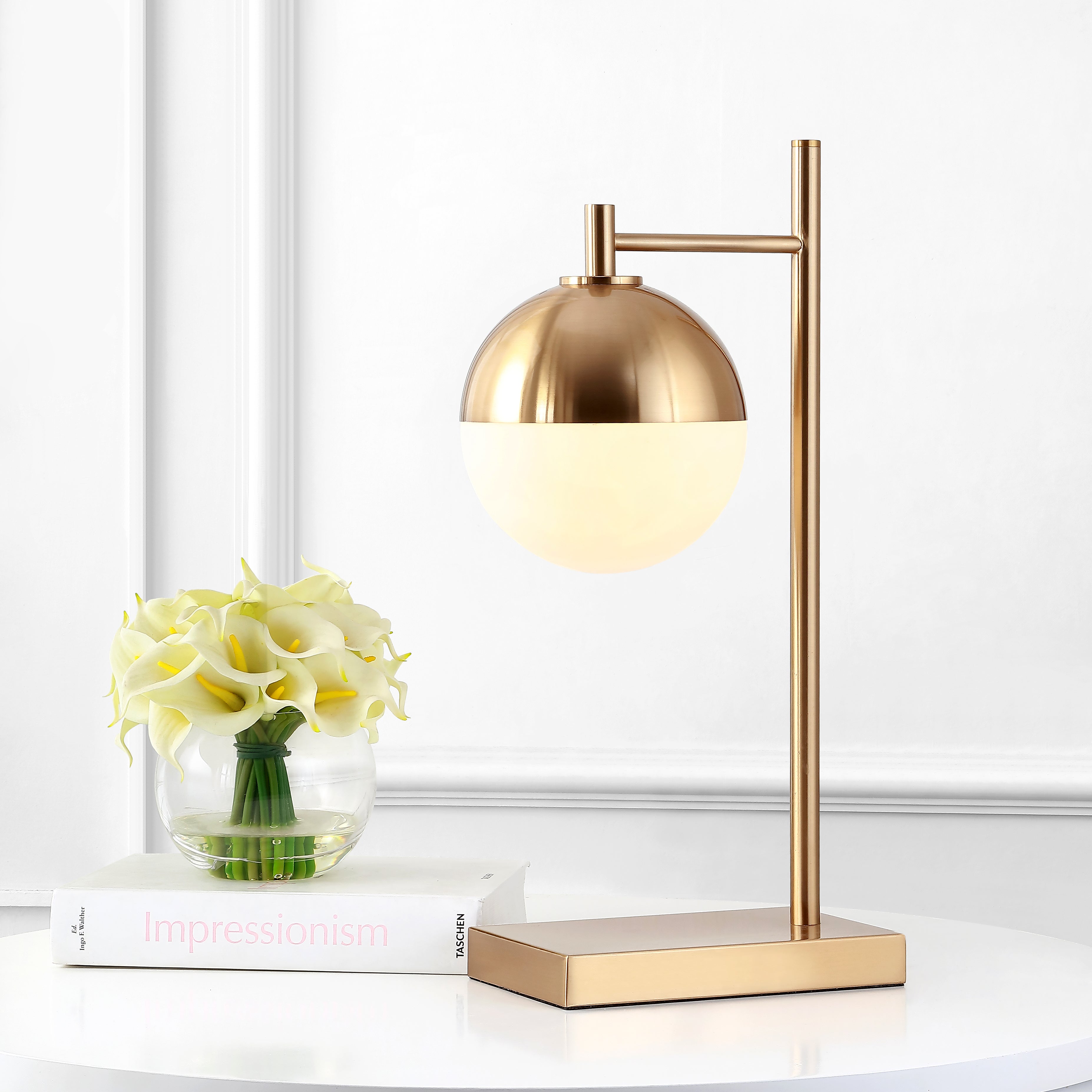 Marcel Iron/Glass Art Deco Mid-Century Globe LED Table Lamp