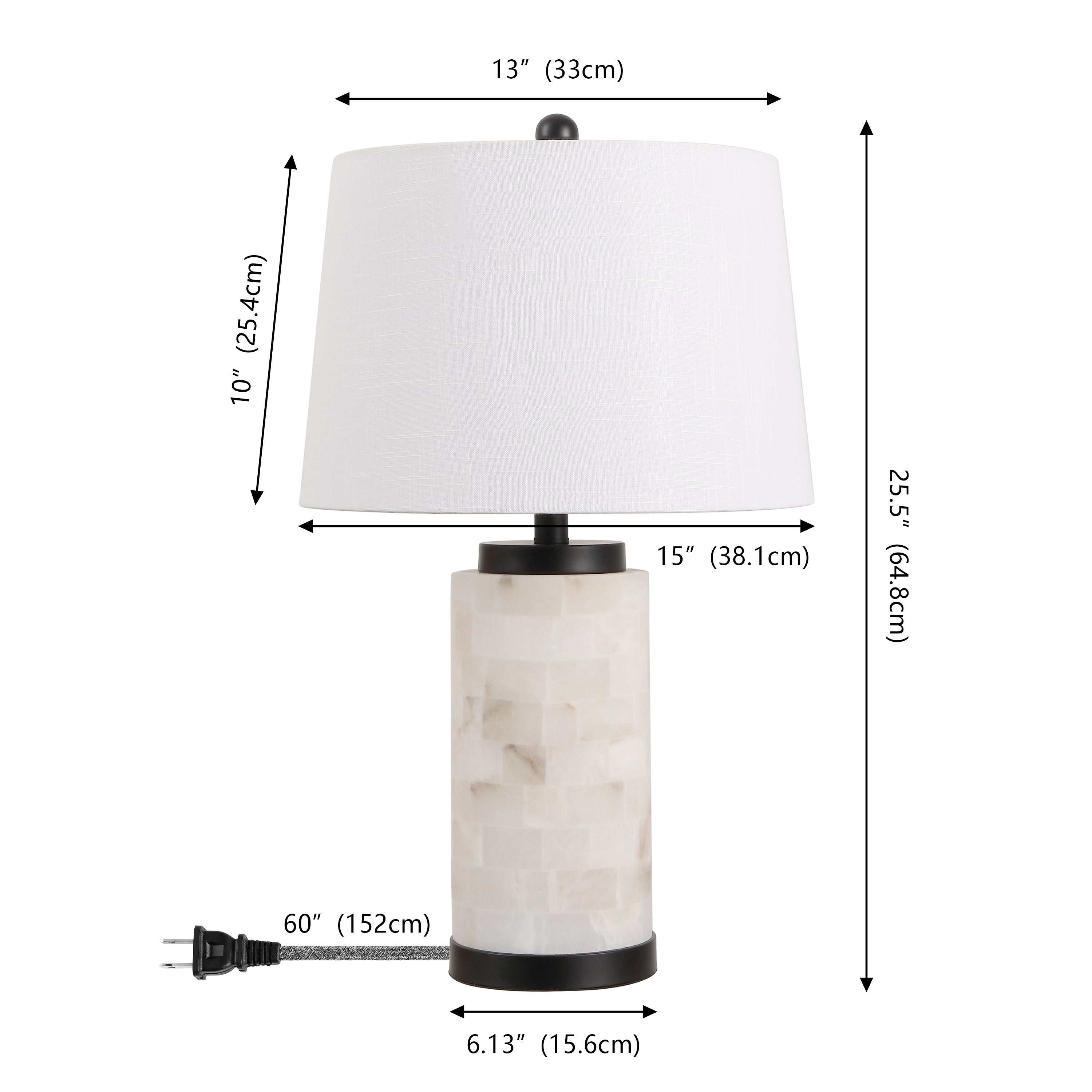 Eliza Contemporary Modern Alabaster Column LED Table Lamp with Nightlight Base