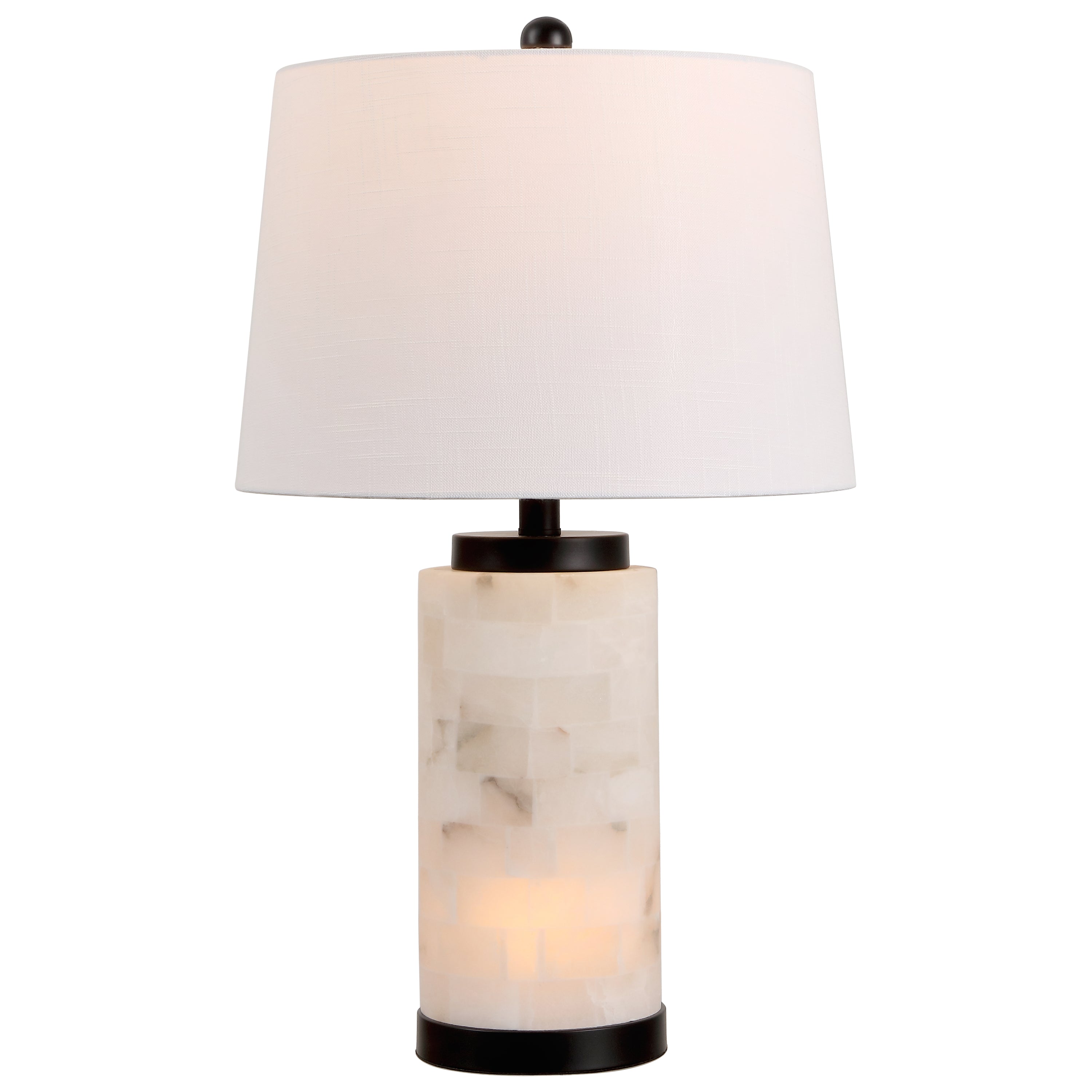 Eliza Contemporary Modern Alabaster Column LED Table Lamp with Nightlight Base