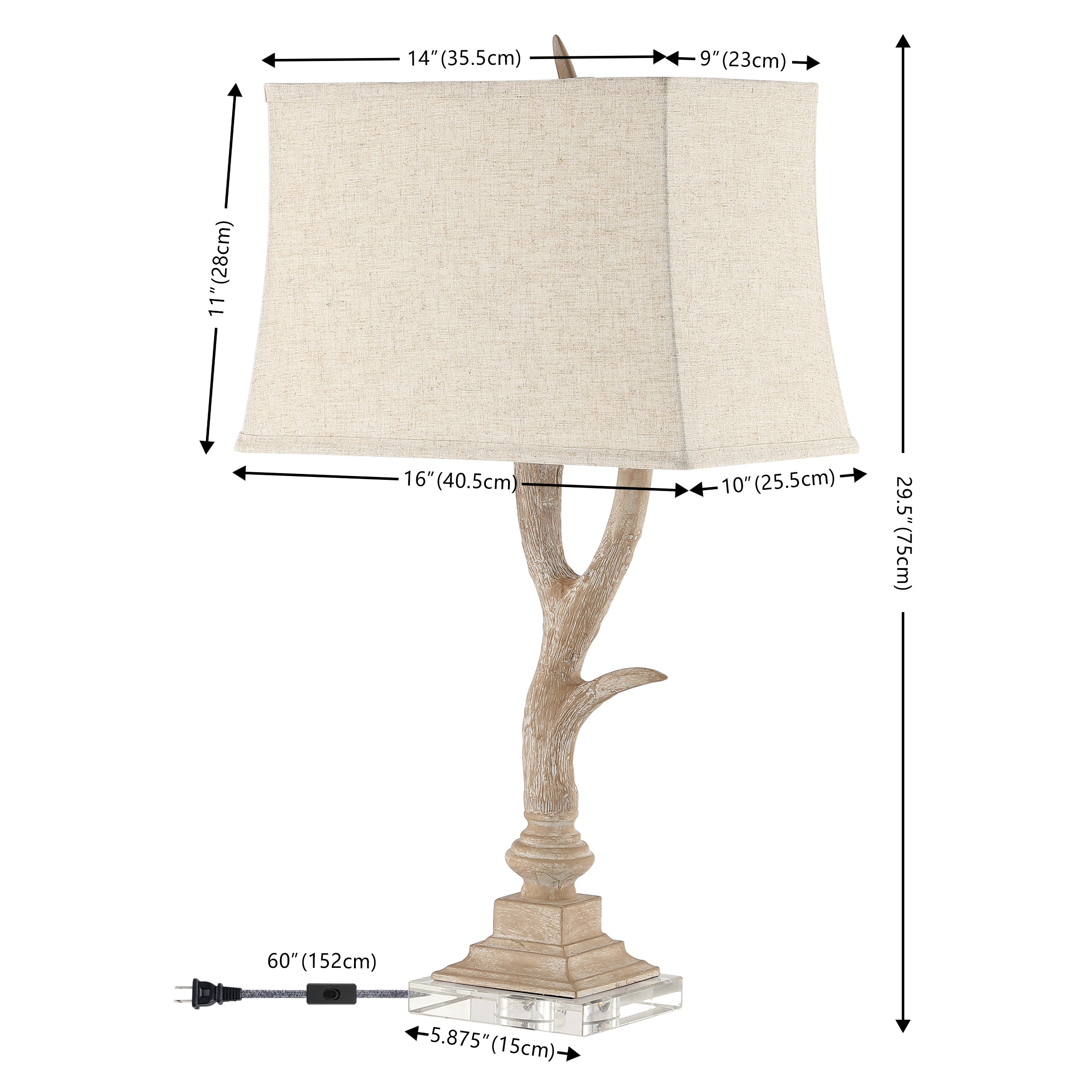 Antler Rustic Resin/Crystal LED Table Lamp