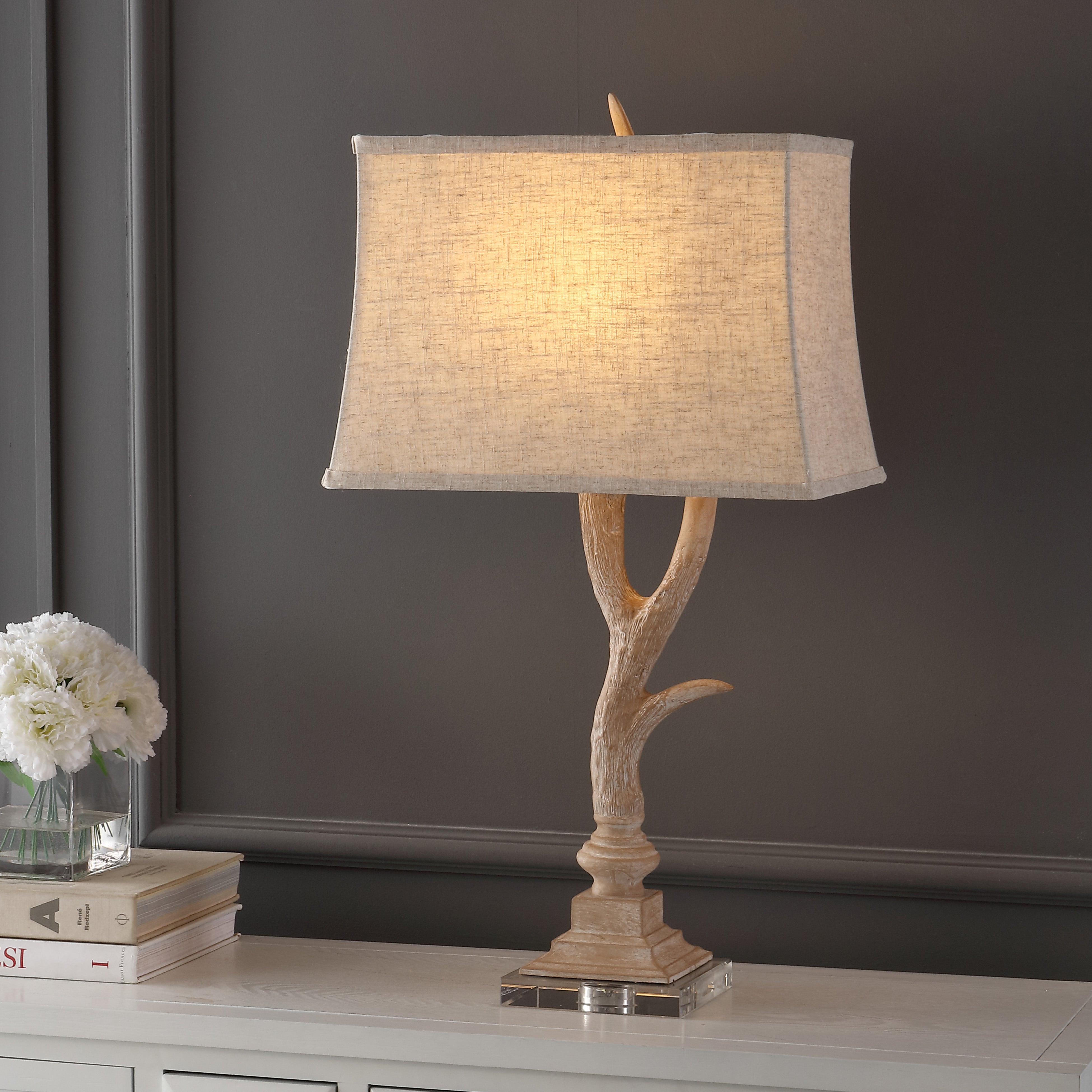 Antler Rustic Resin/Crystal LED Table Lamp