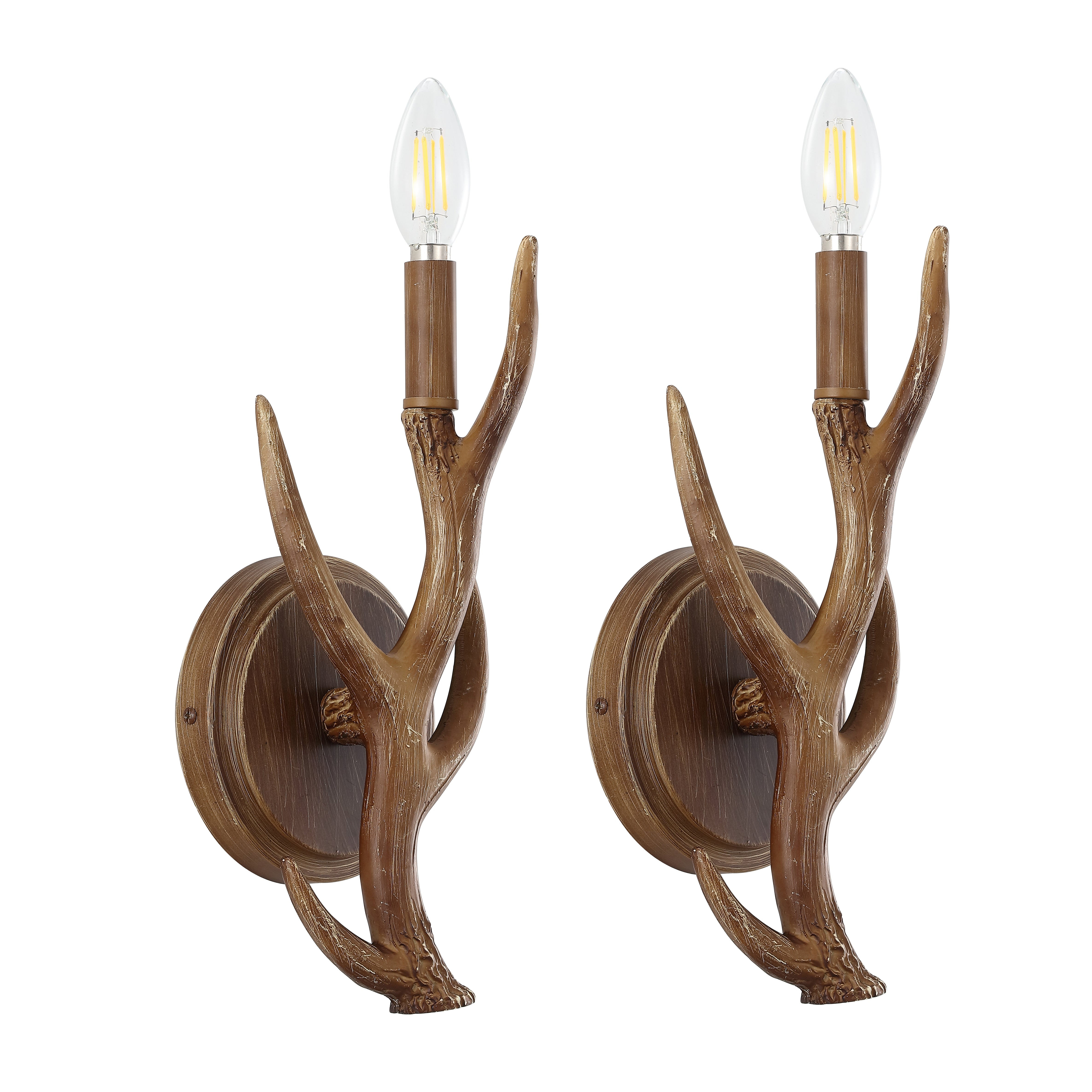 Cody 1-Light Southwestern Bohemian Resin/Iron Faux Antler LED Sconce