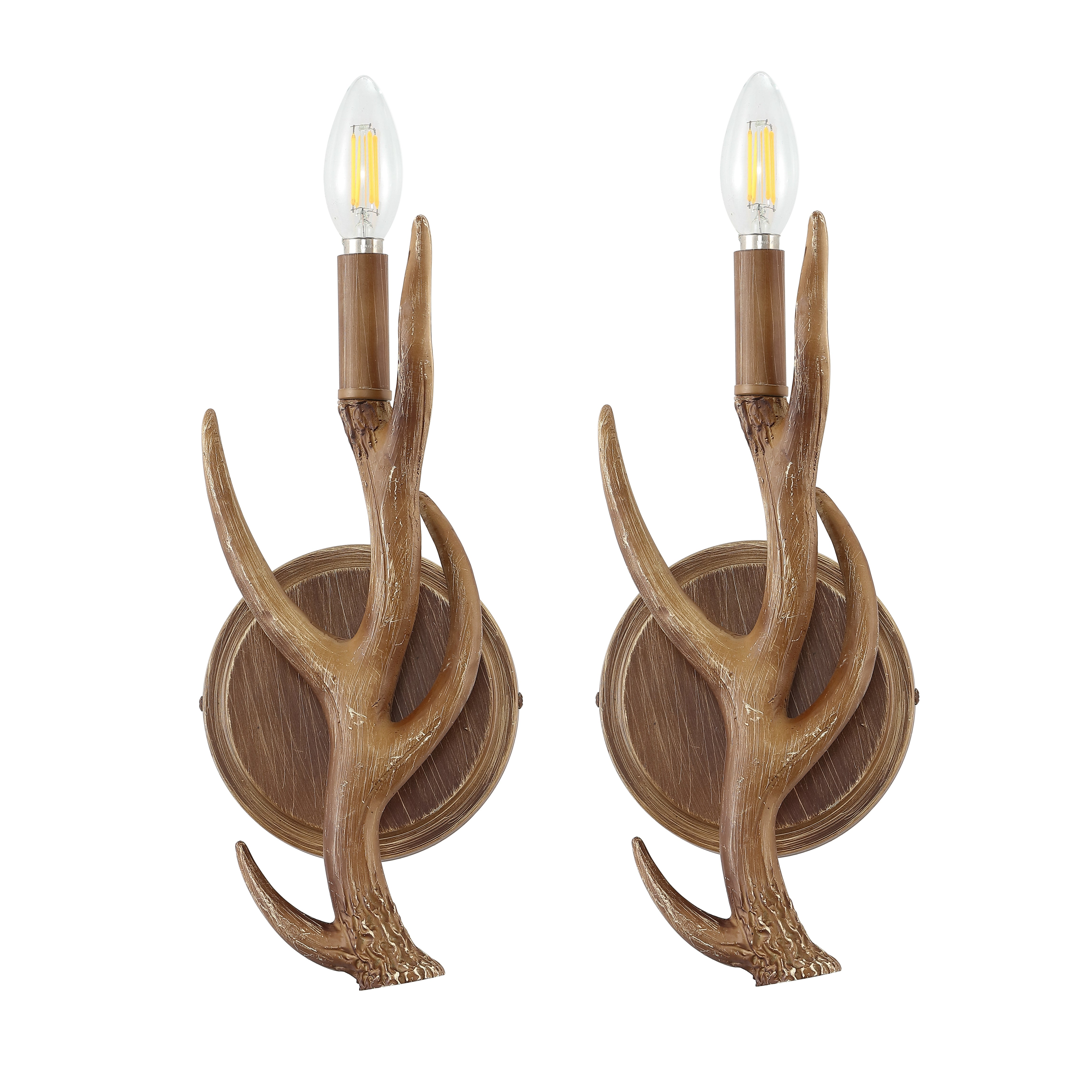 Cody 1-Light Southwestern Bohemian Resin/Iron Faux Antler LED Sconce