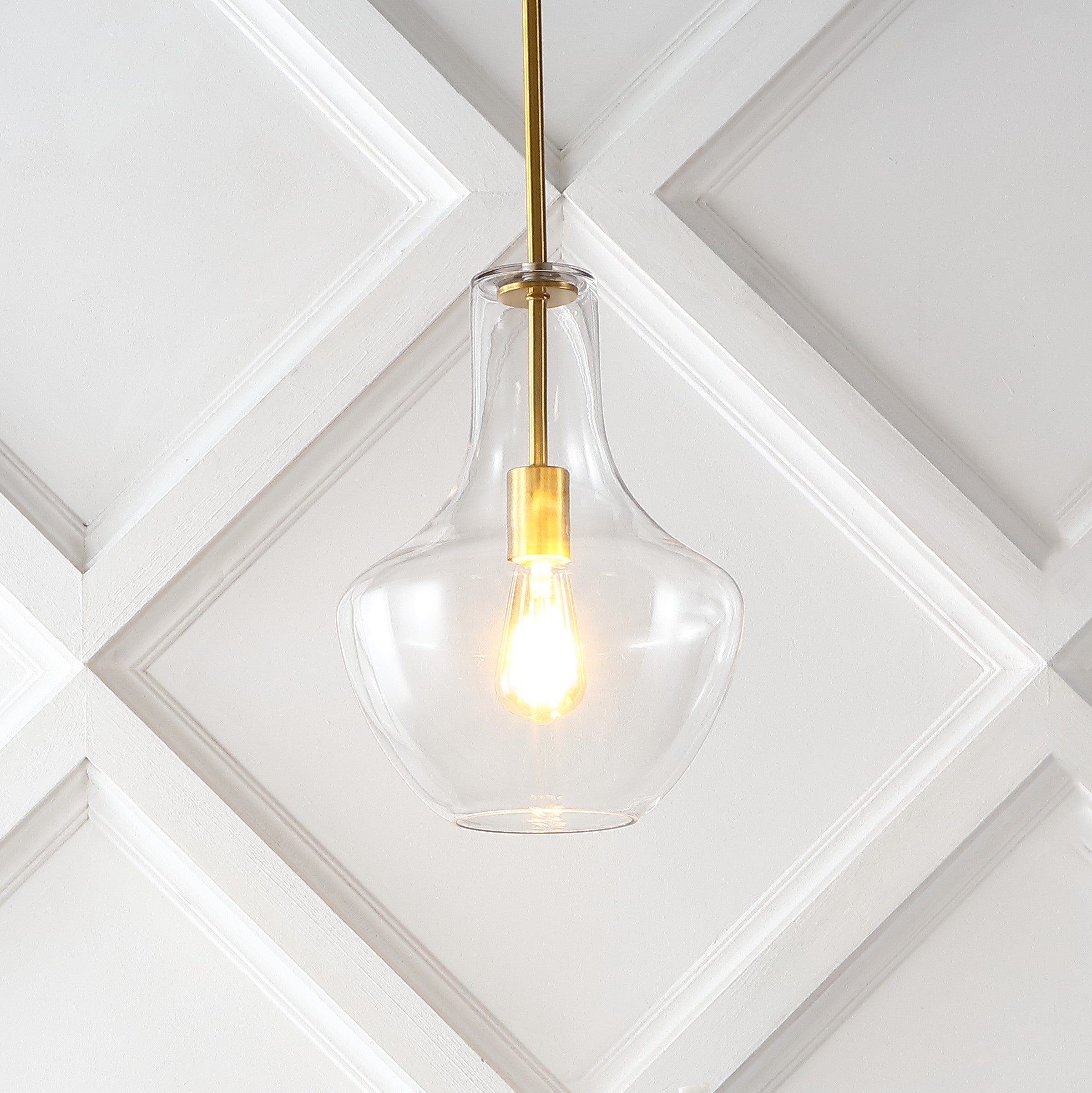 Watts 1-Light Mid-Century Modern Iron/Glass LED Pendant