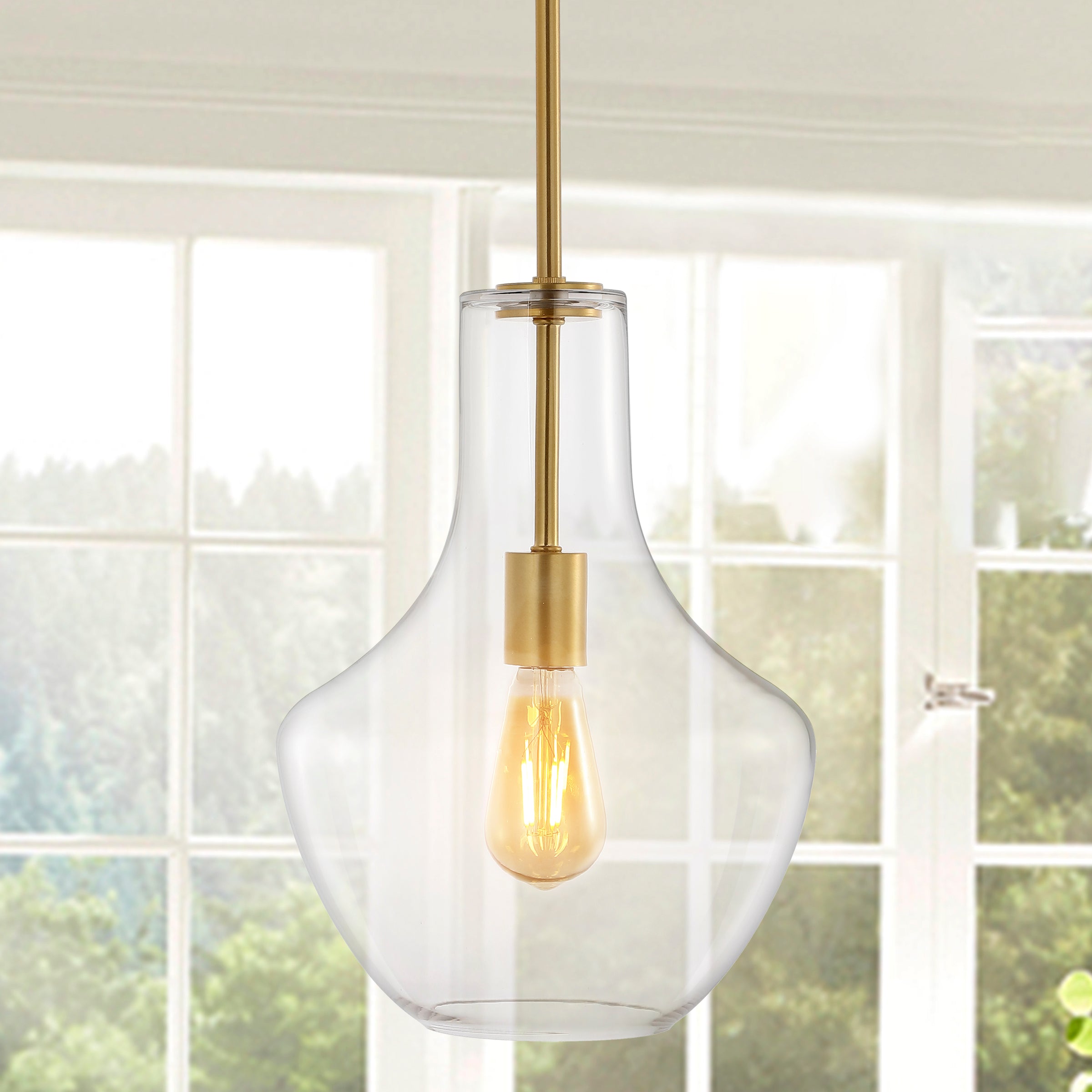 Watts 1-Light Mid-Century Modern Iron/Glass LED Pendant