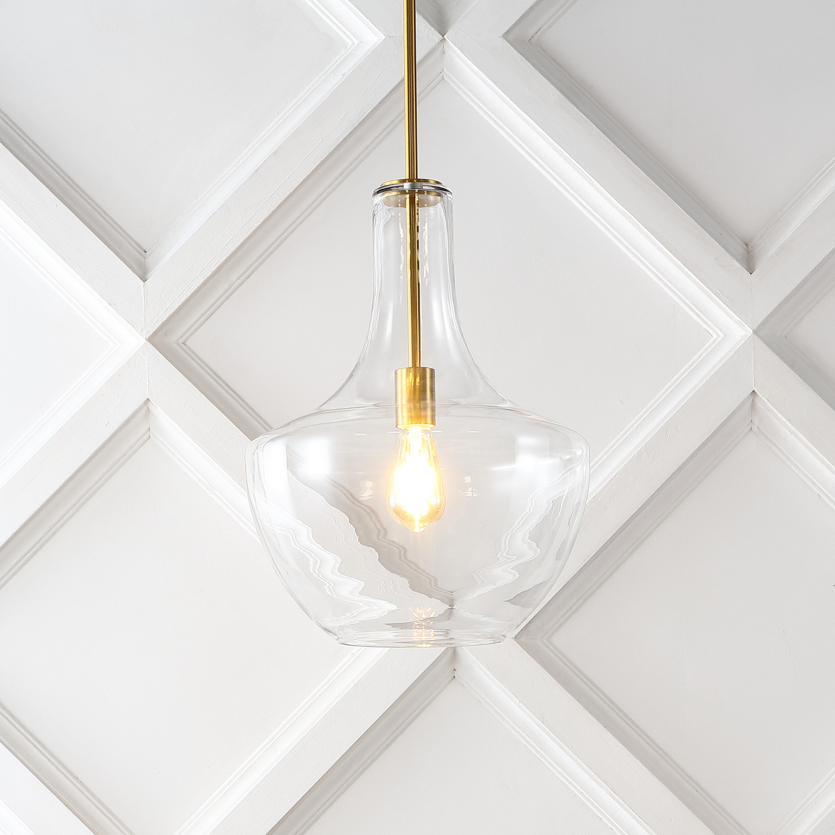 Watts 1-Light Mid-Century Modern Iron/Glass LED Pendant