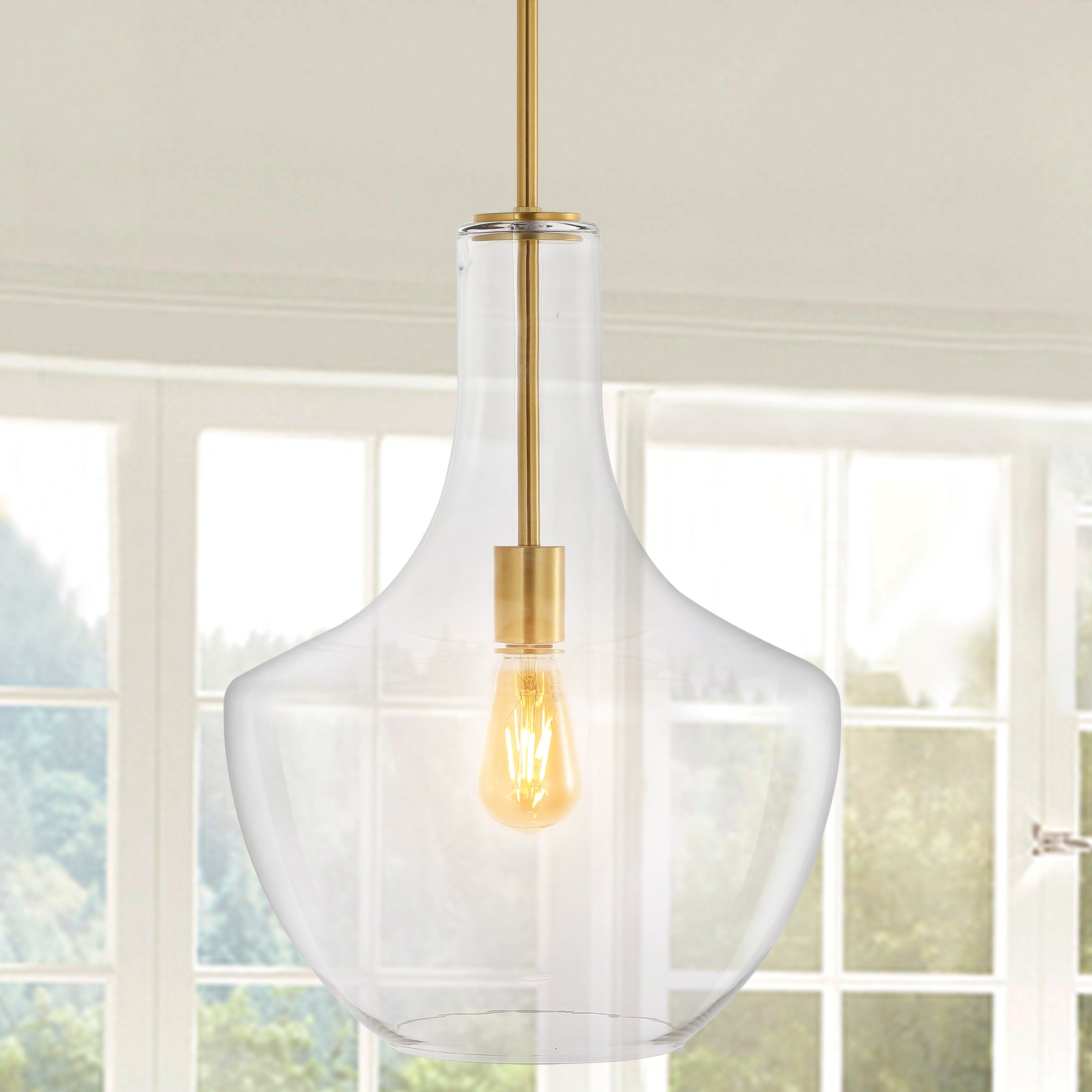 Watts 1-Light Mid-Century Modern Iron/Glass LED Pendant