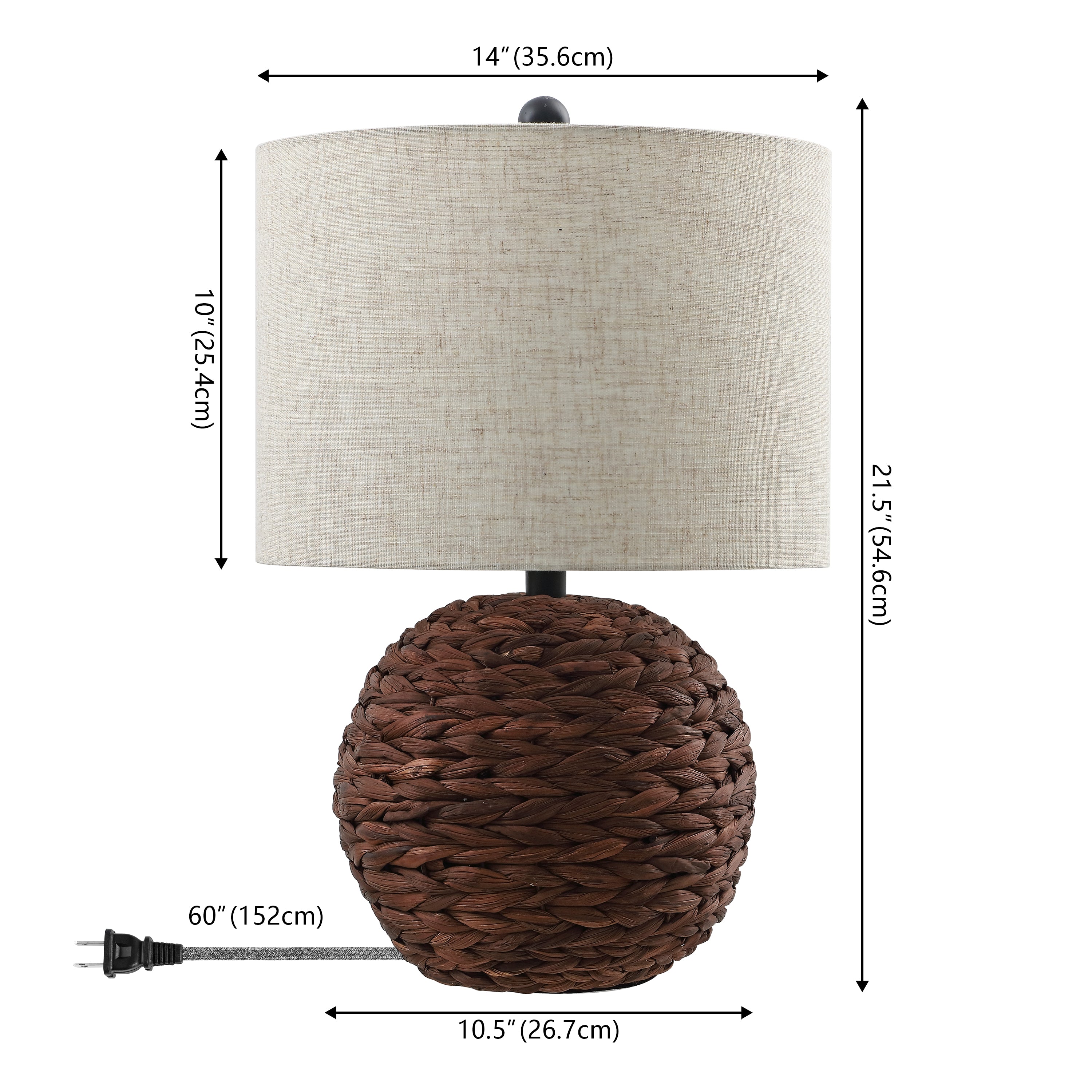 Camilo 21.5" Modern Coastal Woven Rattan Globe LED Table Lamp