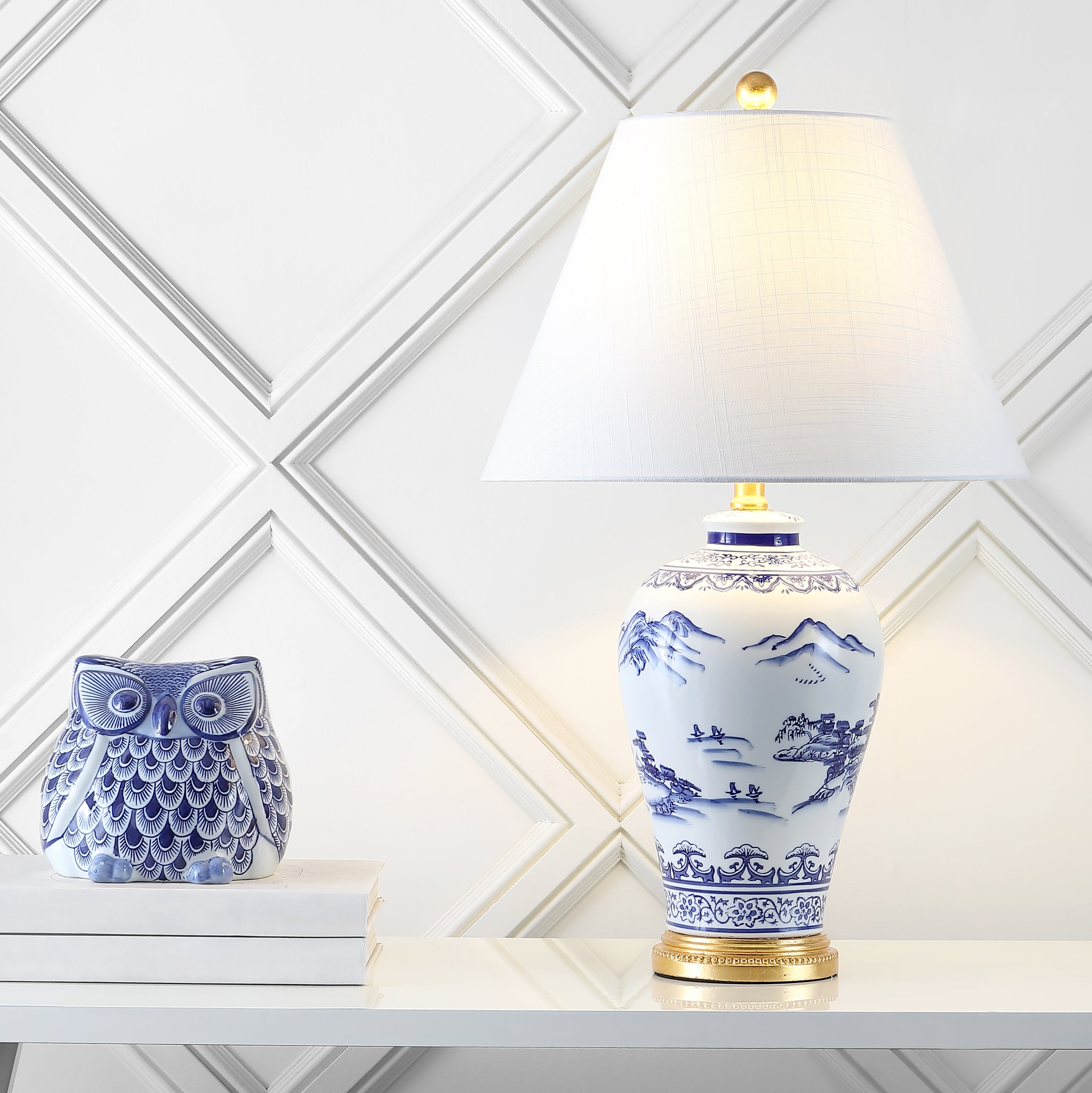 Zhou Ceramic/Iron Traditional Cottage LED Table Lamp