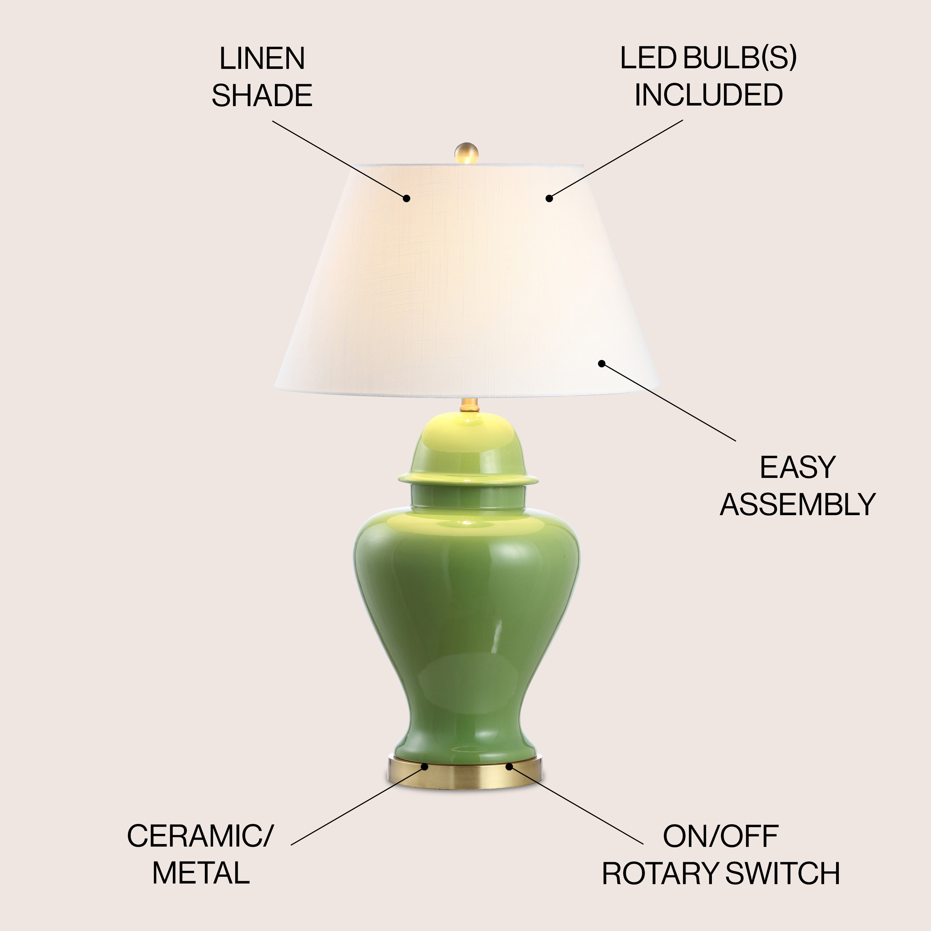 Sagwa Ceramic/Iron Modern Classic LED Table Lamp