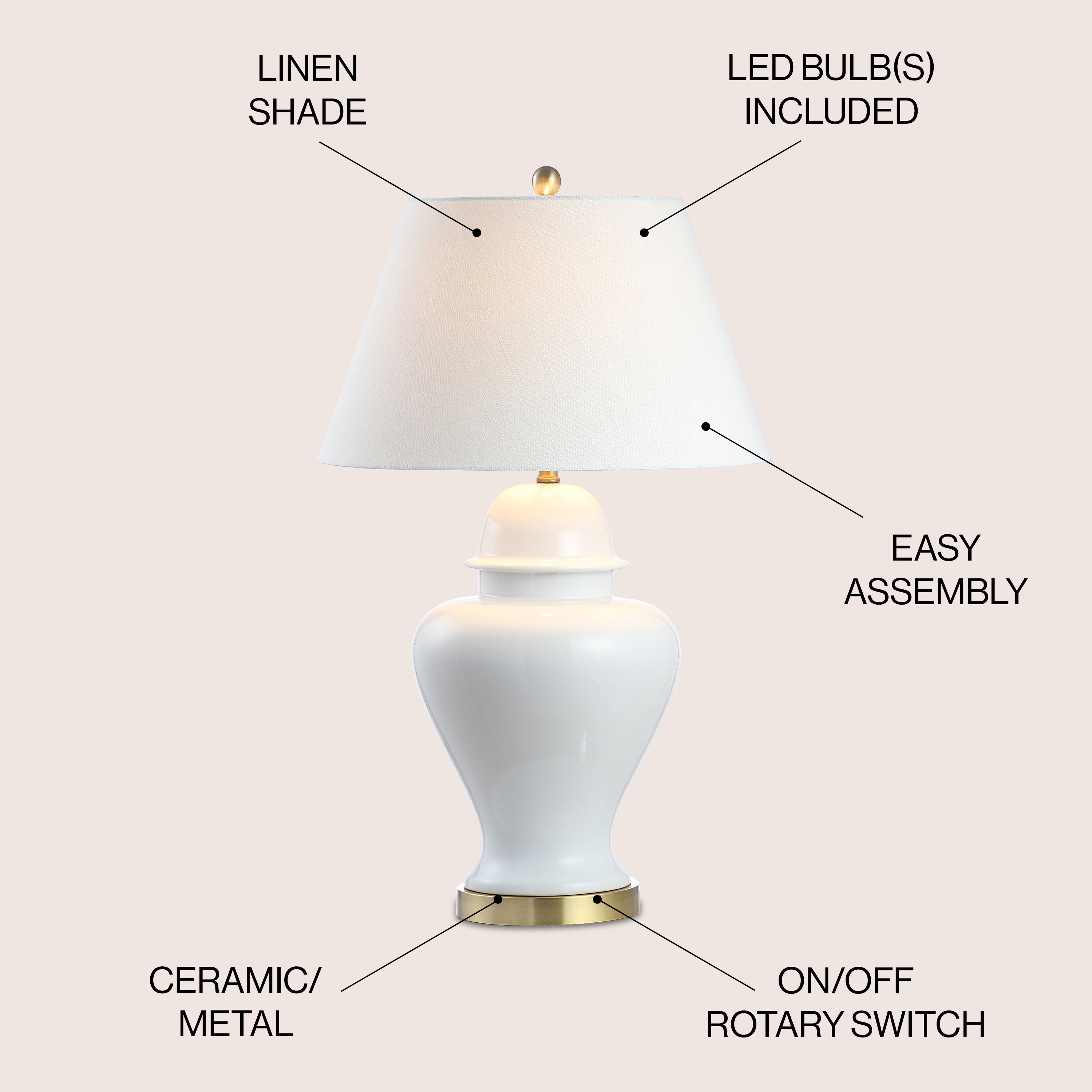 Sagwa Ceramic/Iron Modern Classic LED Table Lamp