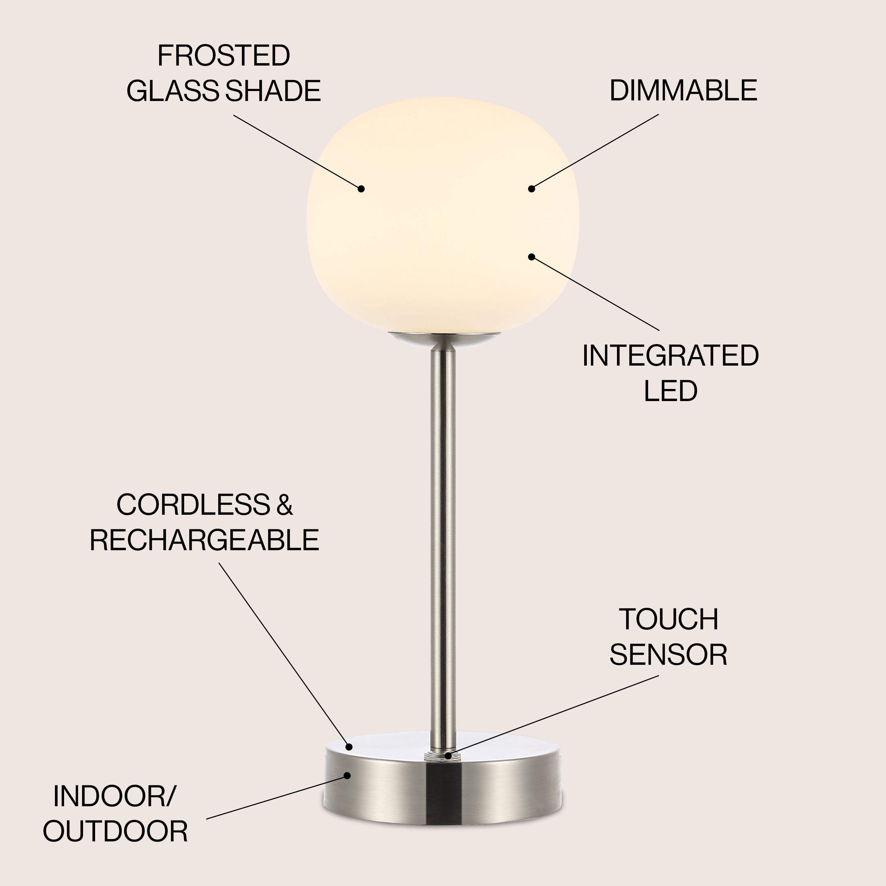 Natalia Modern Minimalist Iron Rechargeable Integrated Portable LED Table Lamp