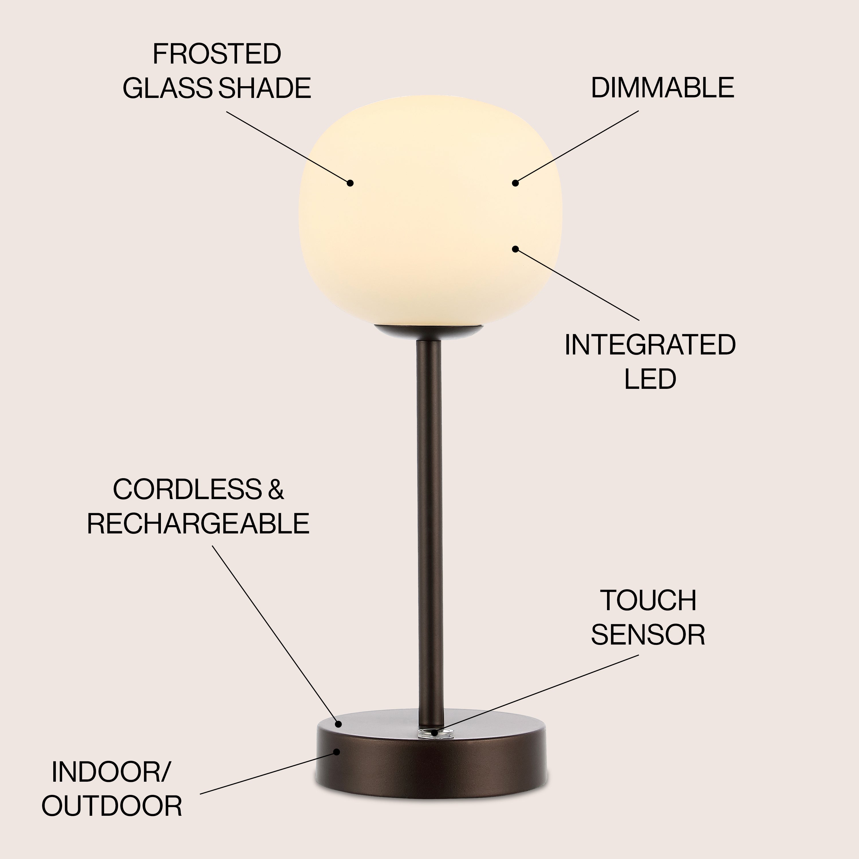 Natalia Modern Minimalist Iron Rechargeable Integrated Portable LED Table Lamp