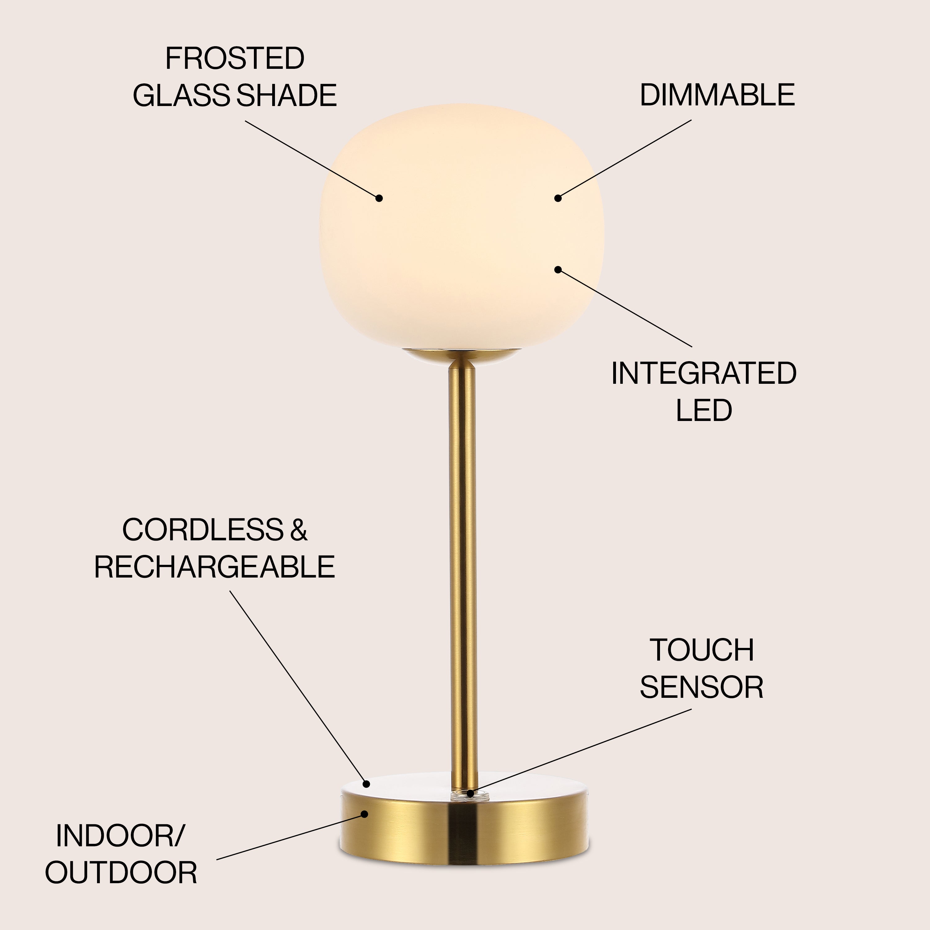 Natalia Modern Minimalist Iron Rechargeable Integrated Portable LED Table Lamp