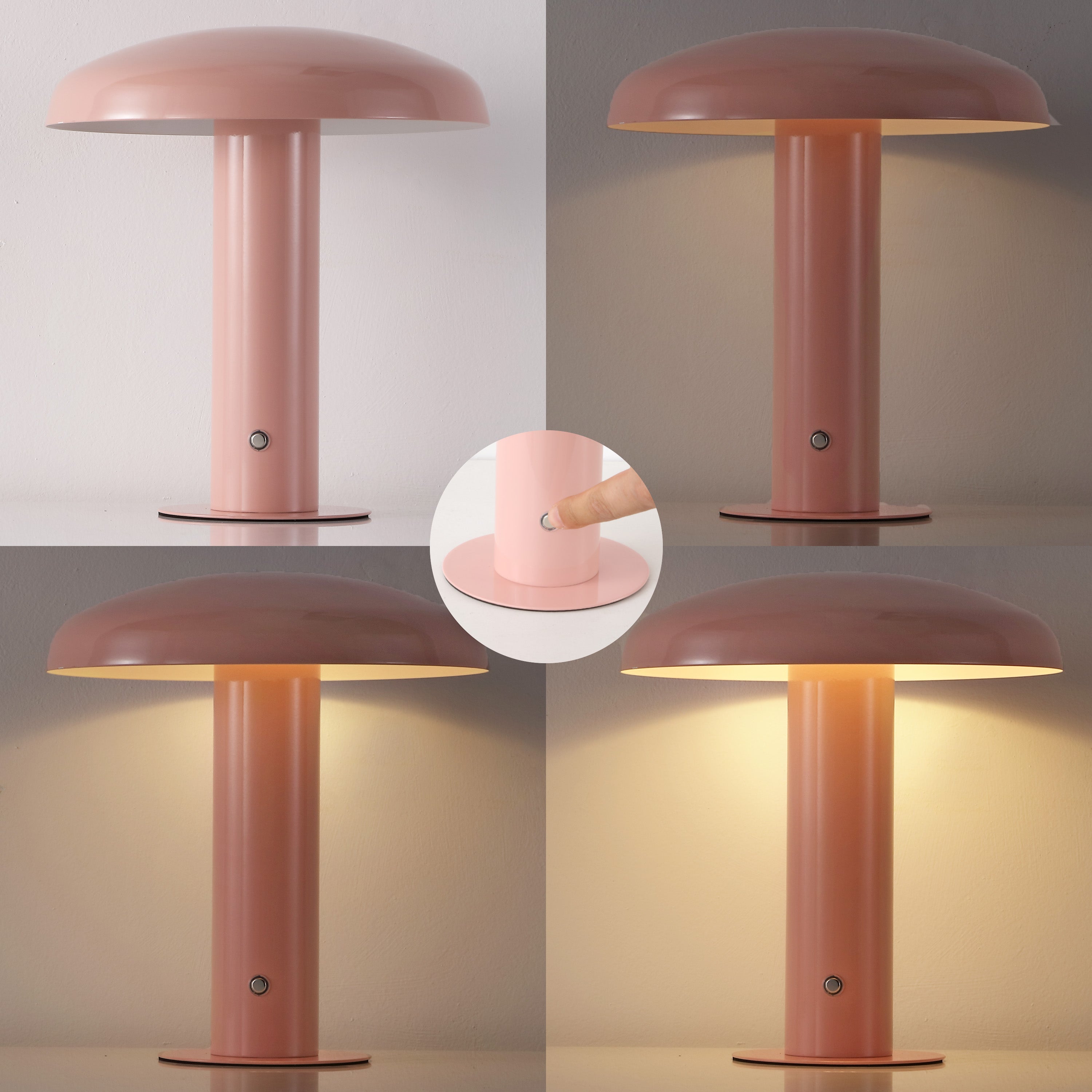 Suillius Contemporary Bohemian Rechargeable/Cordless Iron Dimmable Integrated LED Mushroom Table Lamp